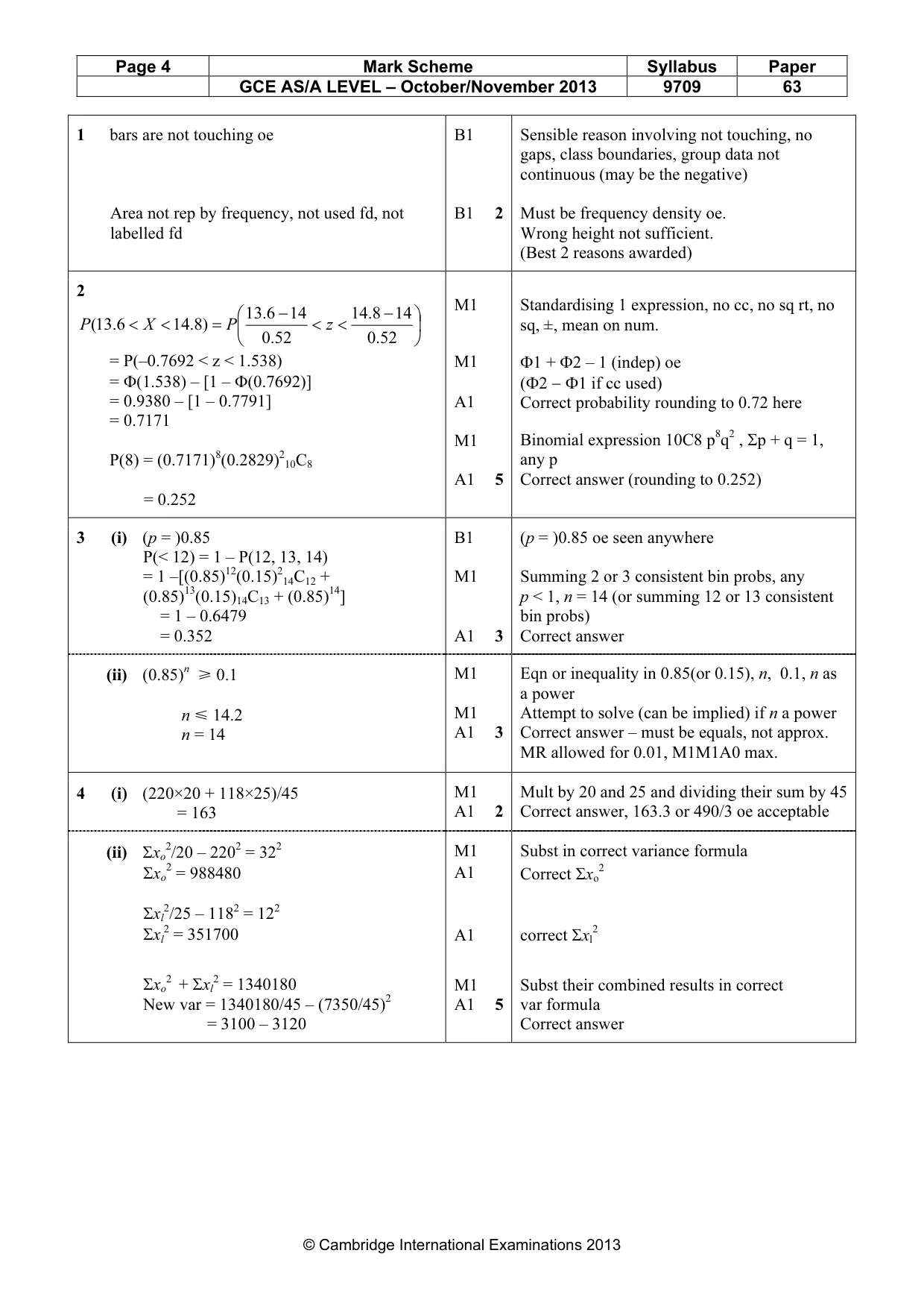 Mark scheme, page 4 of 6