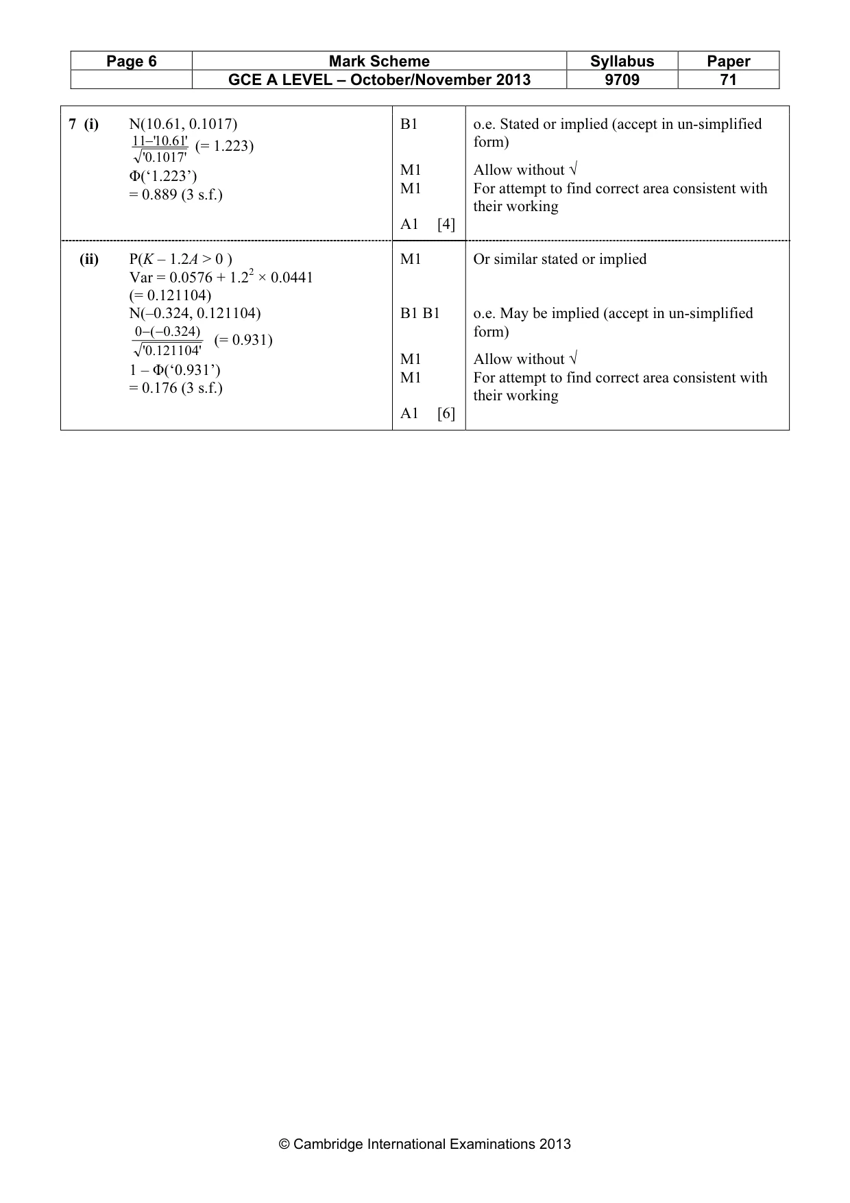 Mark scheme, page 6 of 6