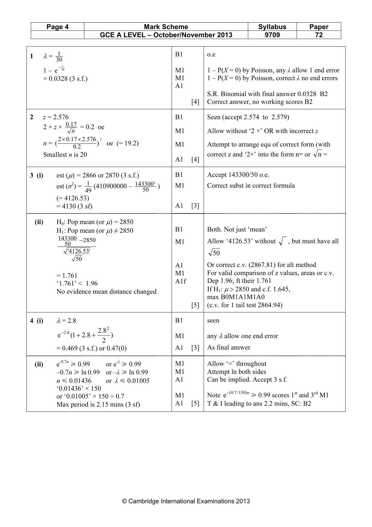 Mark scheme, page 4 of 6