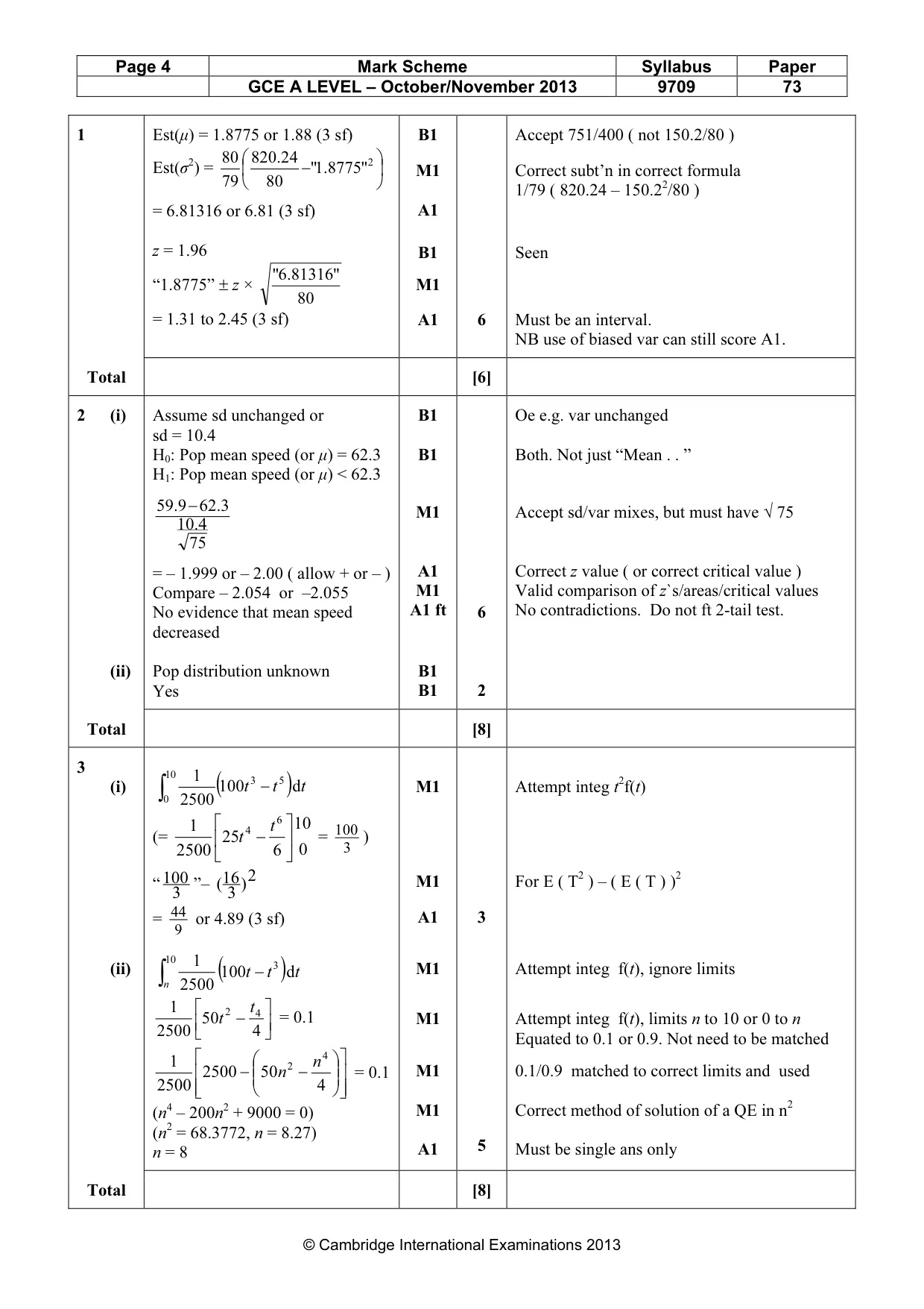 Mark scheme, page 4 of 6