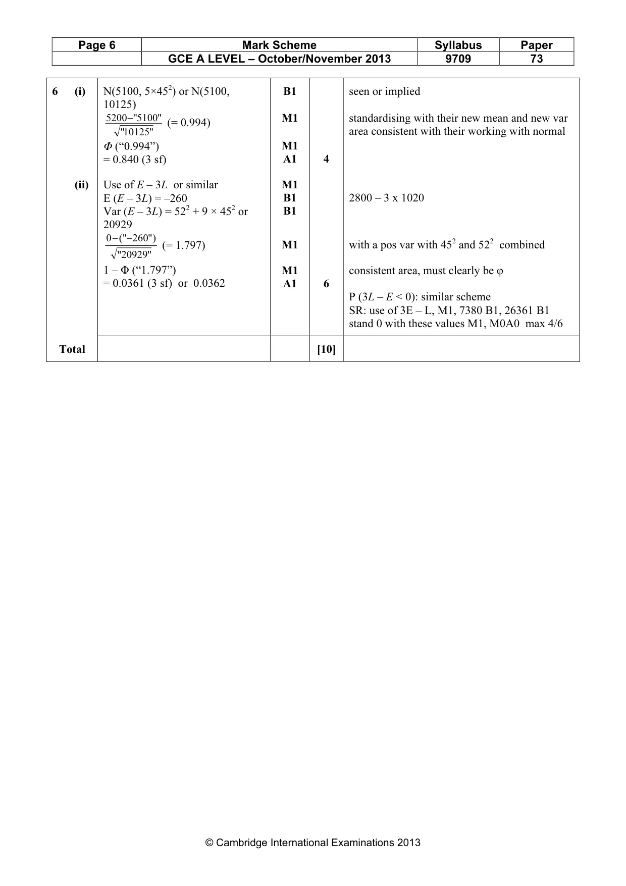 Mark scheme, page 6 of 6
