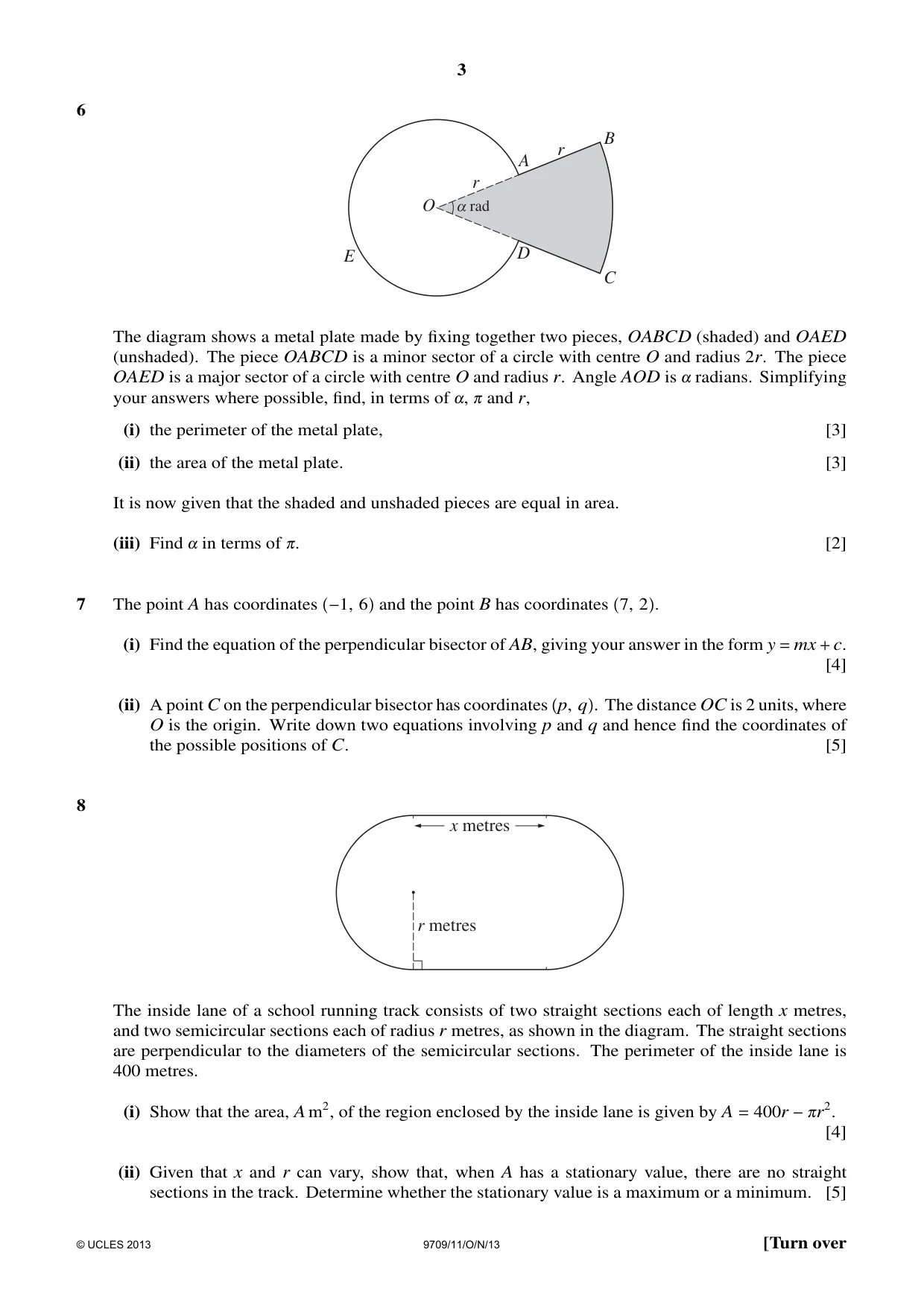 Cambridge A Level Mathematics 9709 2013 Oct/Nov Paper 1 · Variant 1 question paper, page 3 of 4