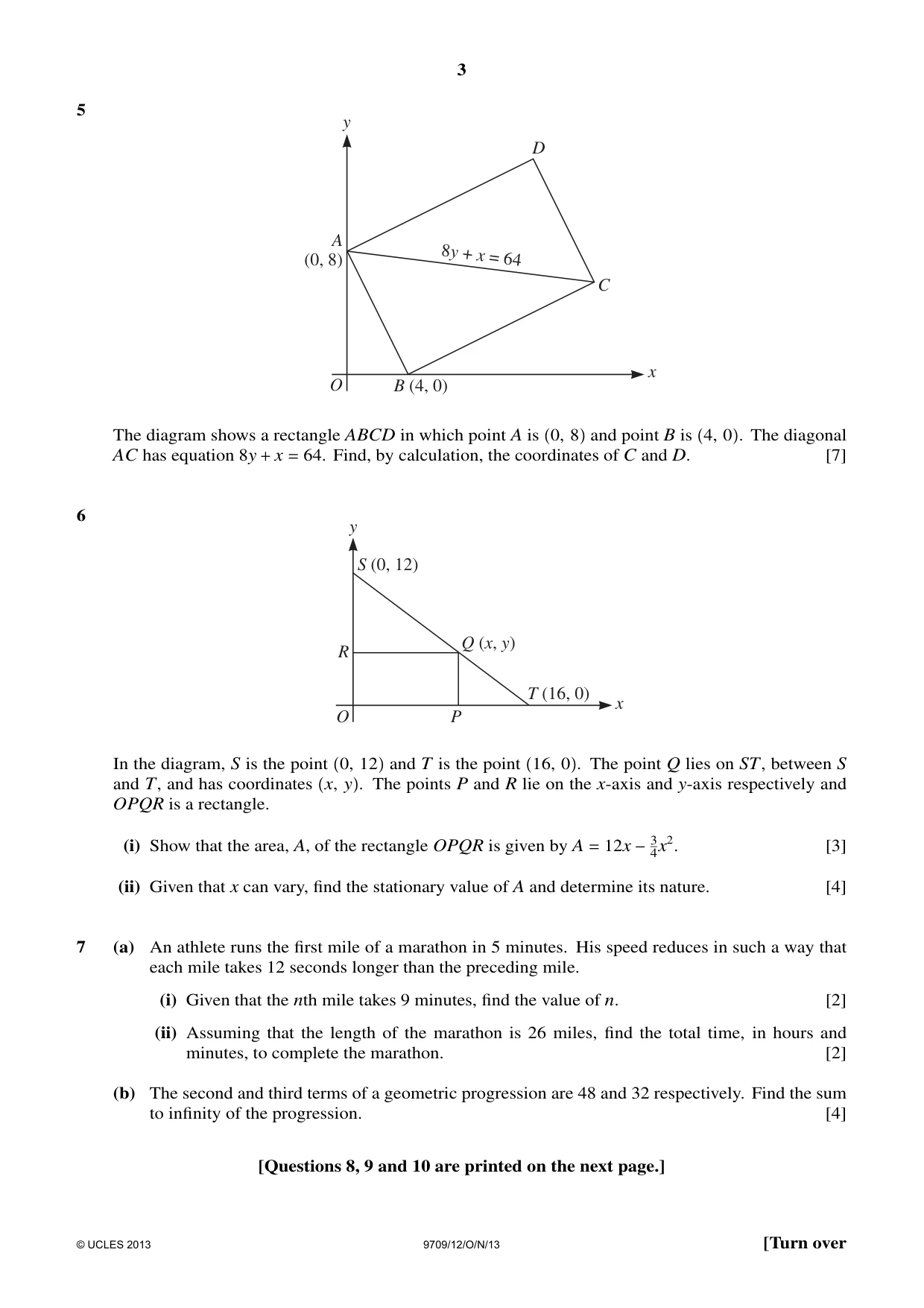 Cambridge A Level Mathematics 9709 2013 Oct/Nov Paper 1 · Variant 2 question paper, page 3 of 4