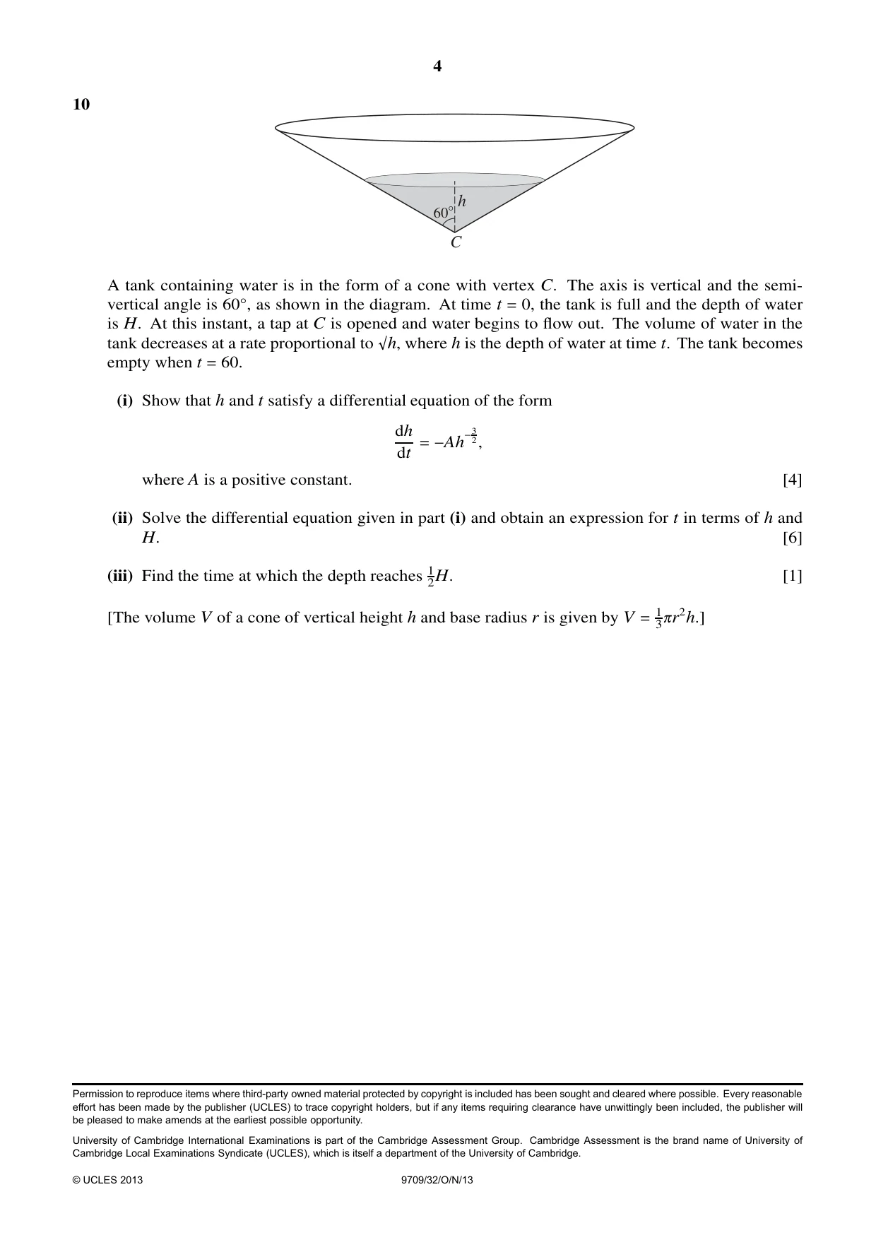 Cambridge A Level Mathematics 9709 2013 Oct/Nov Paper 3 · Variant 2 question paper, page 4 of 4