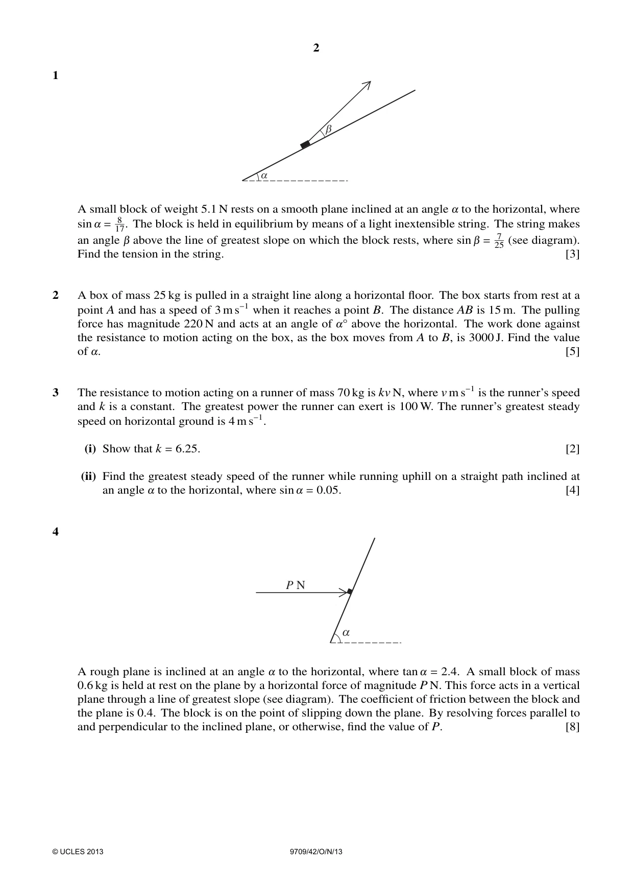 Cambridge A Level Mathematics 9709 2013 Oct/Nov Paper 4 · Variant 2 question paper, page 2 of 4