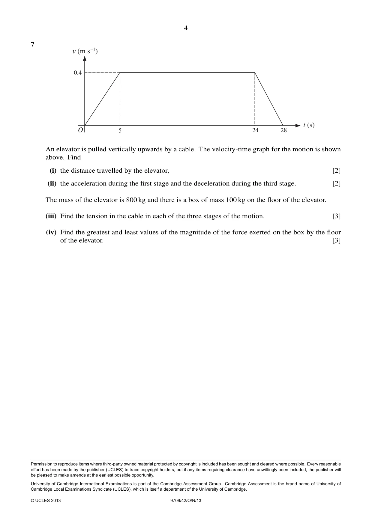 Cambridge A Level Mathematics 9709 2013 Oct/Nov Paper 4 · Variant 2 question paper, page 4 of 4