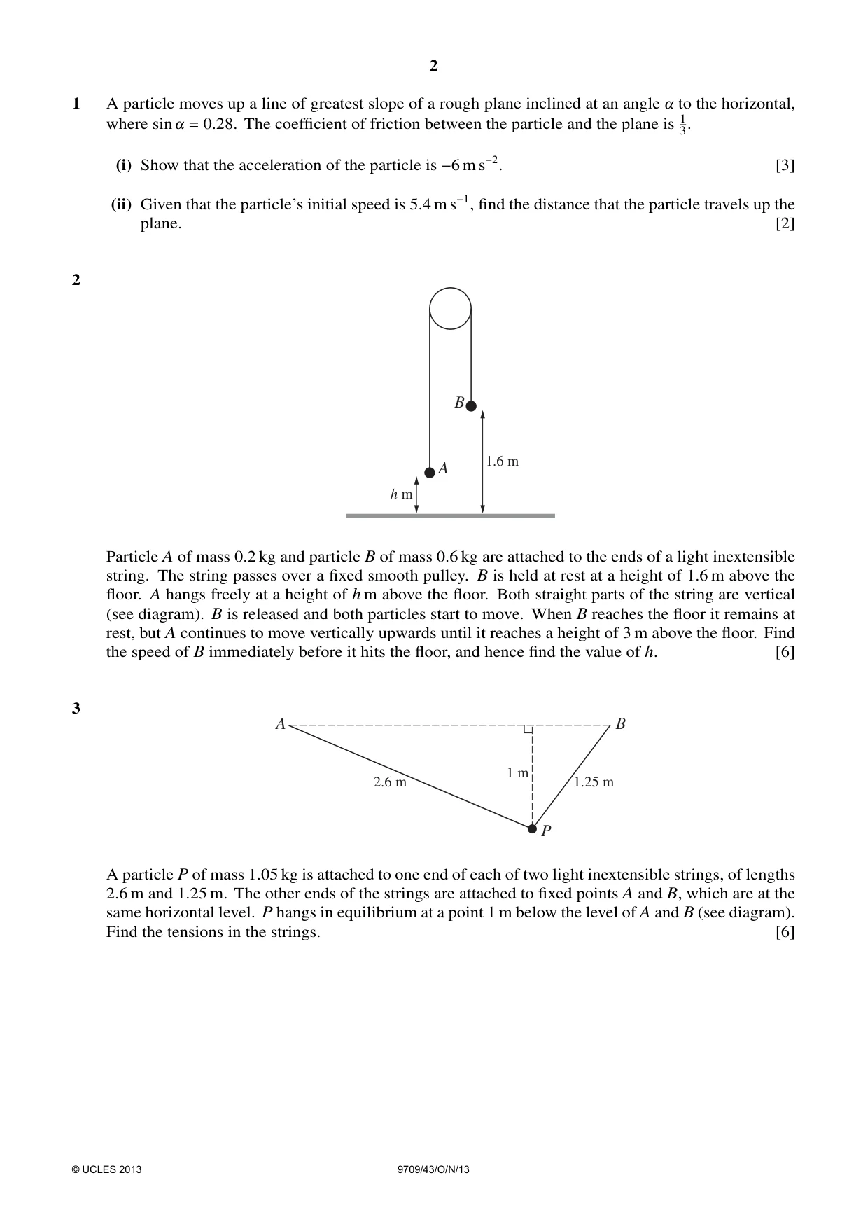 Cambridge A Level Mathematics 9709 2013 Oct/Nov Paper 4 · Variant 3 question paper, page 2 of 4