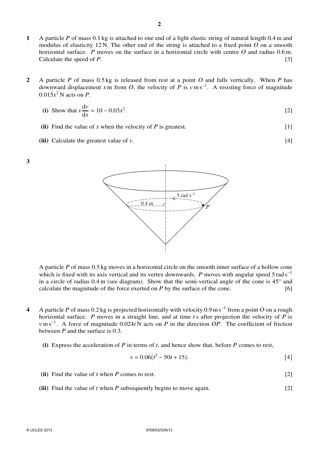 Cambridge A Level Mathematics 9709 2013 Oct/Nov Paper 5 · Variant 3 question paper, page 2 of 4