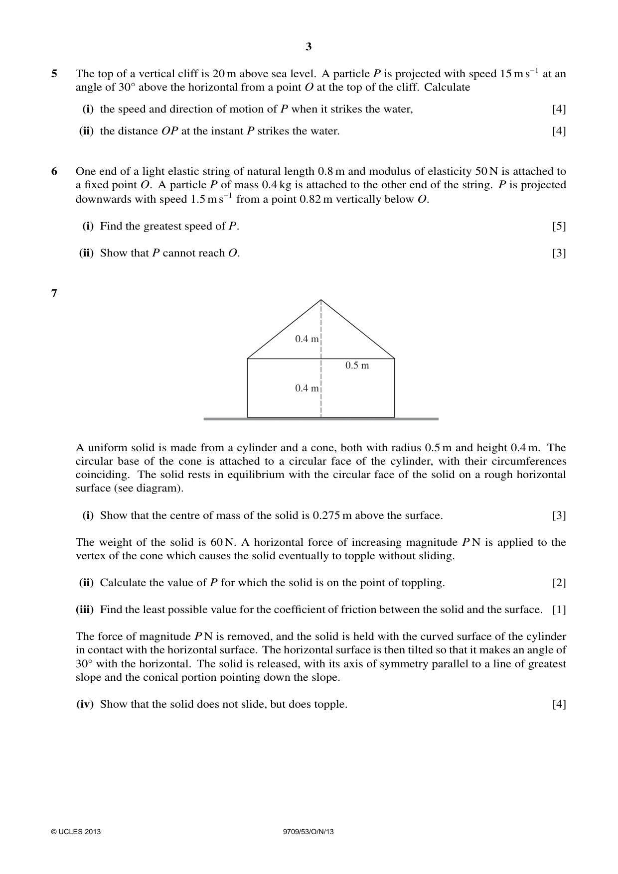Cambridge A Level Mathematics 9709 2013 Oct/Nov Paper 5 · Variant 3 question paper, page 3 of 4