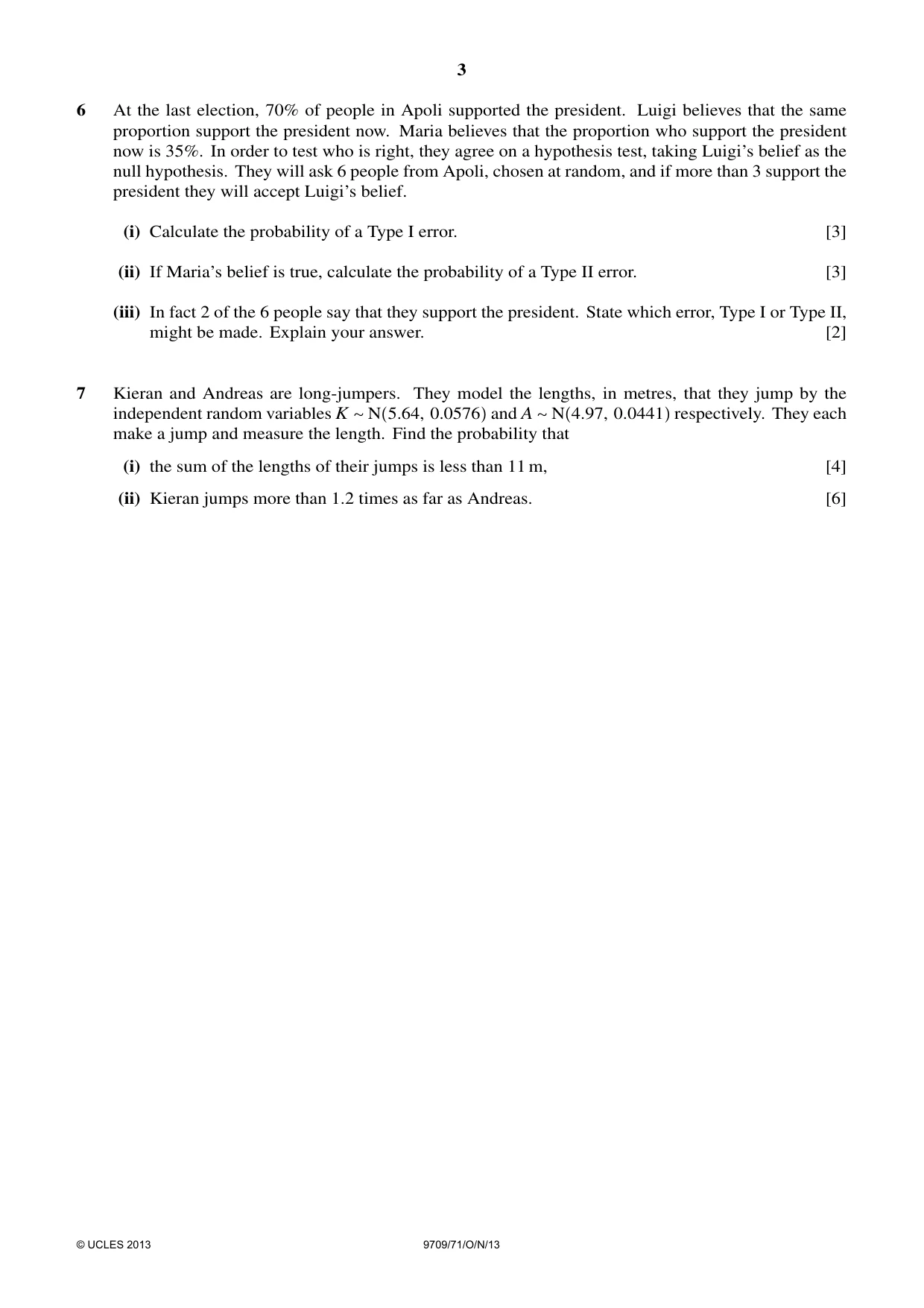 Cambridge A Level Mathematics 9709 2013 Oct/Nov Paper 7 · Variant 1 question paper, page 3 of 4