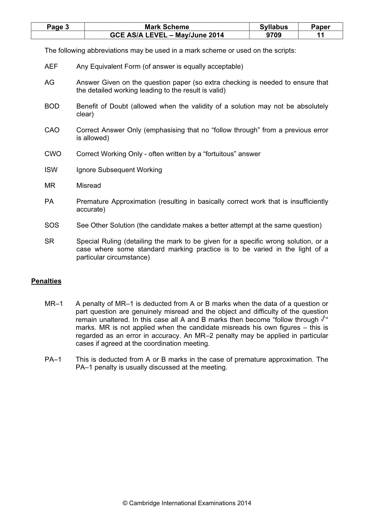 Mark scheme, page 3 of 7