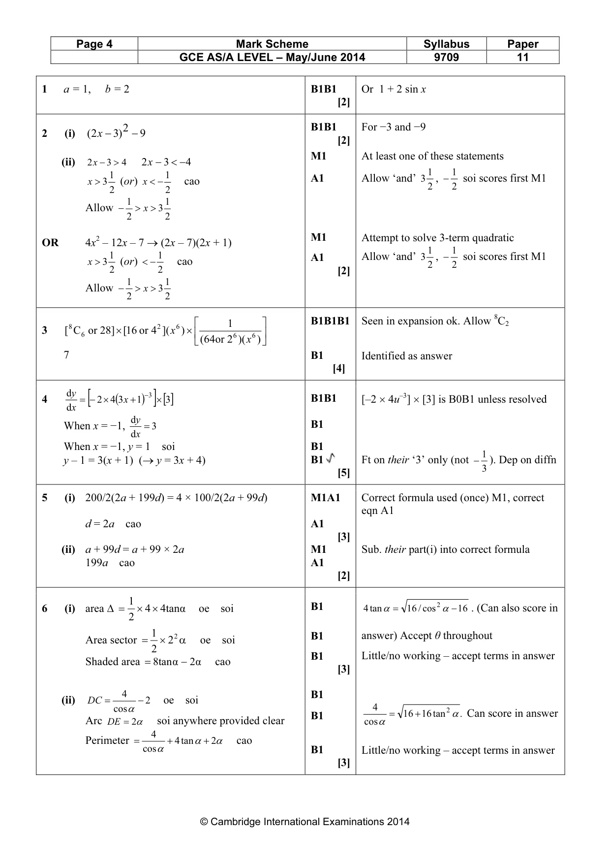 Mark scheme, page 4 of 7