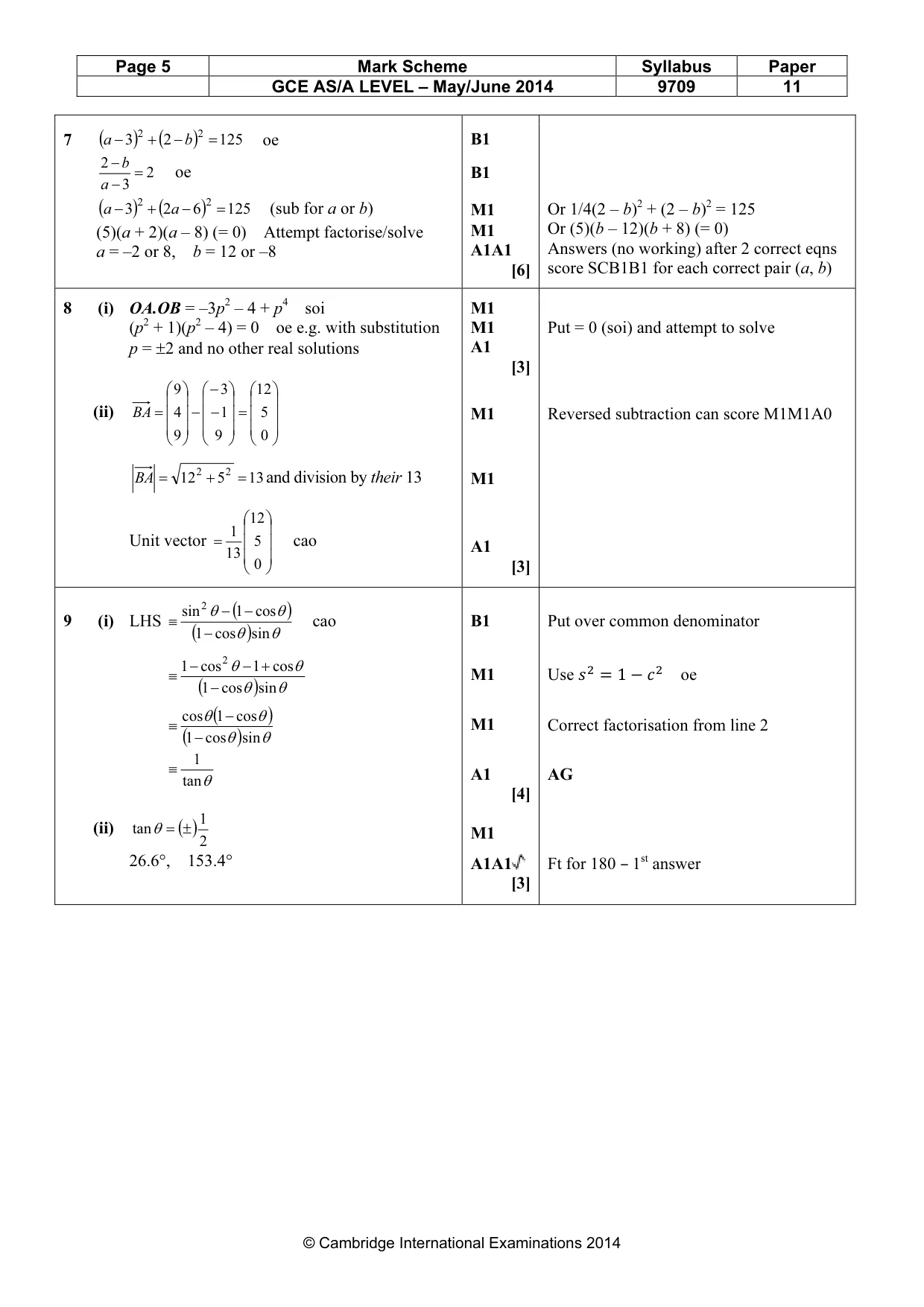 Mark scheme, page 5 of 7