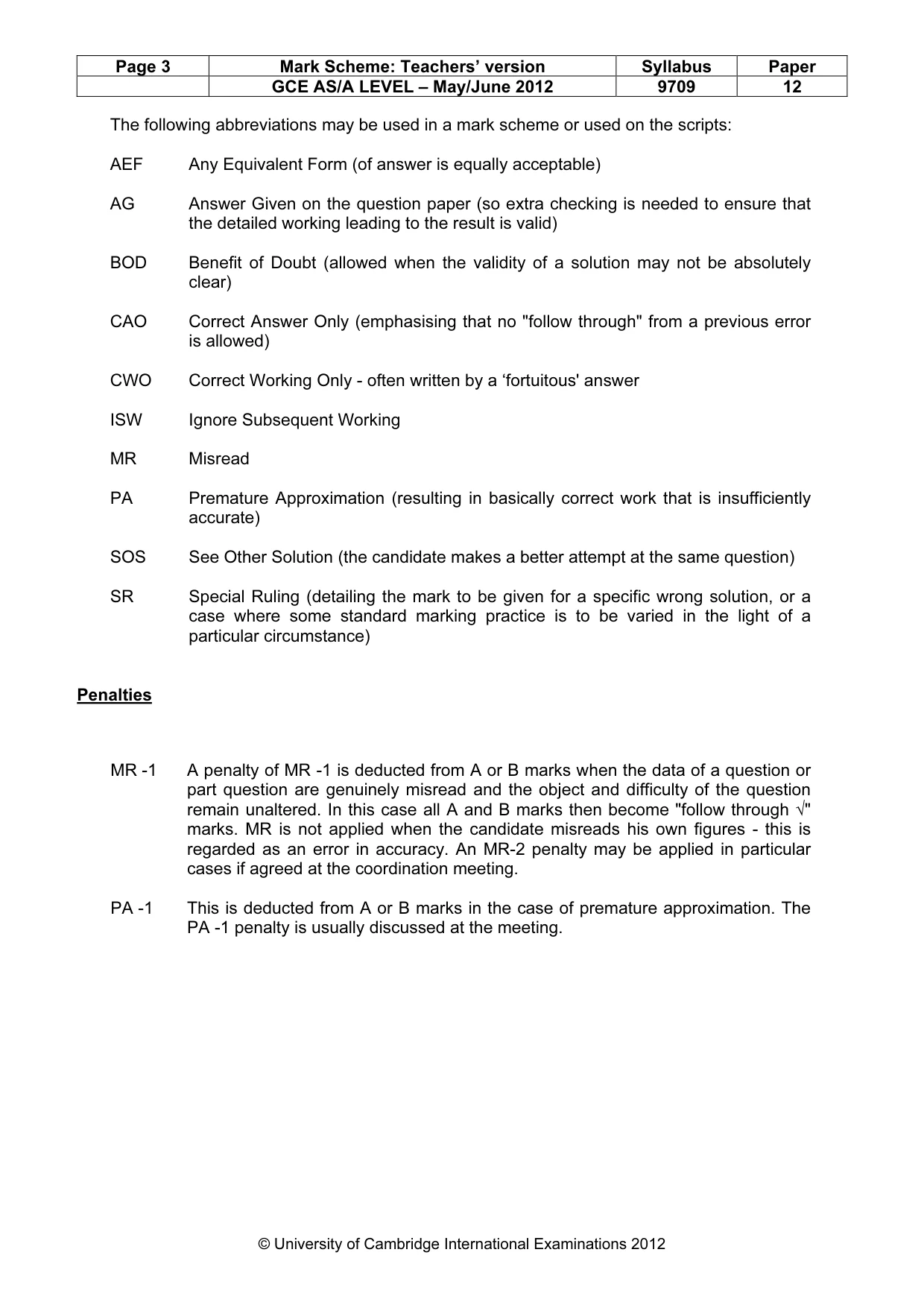 Mark scheme, page 3 of 6