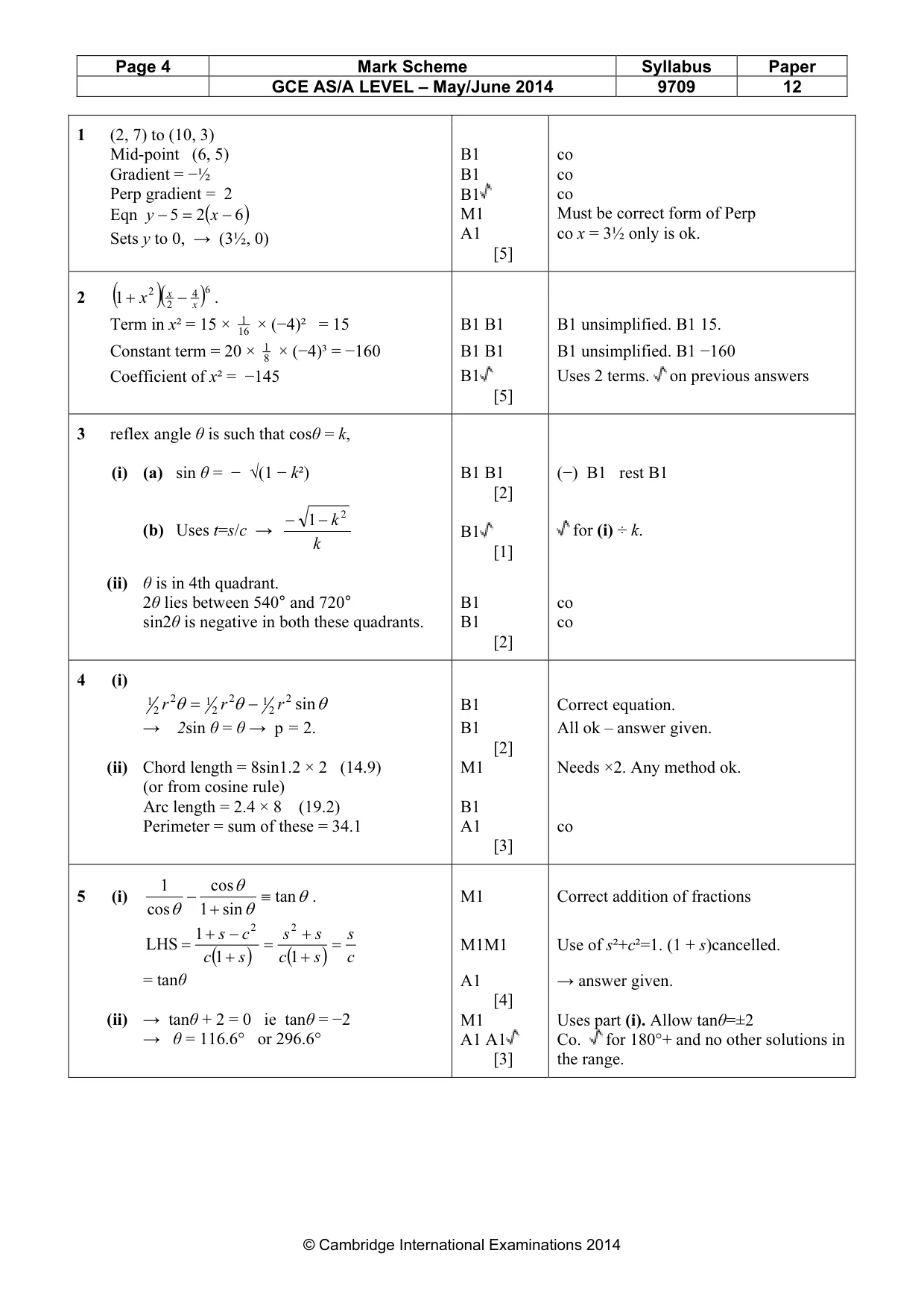 Mark scheme, page 4 of 6