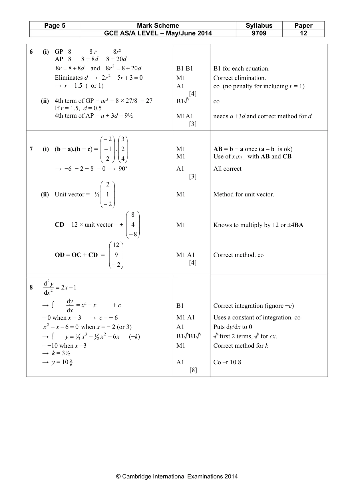 Mark scheme, page 5 of 6