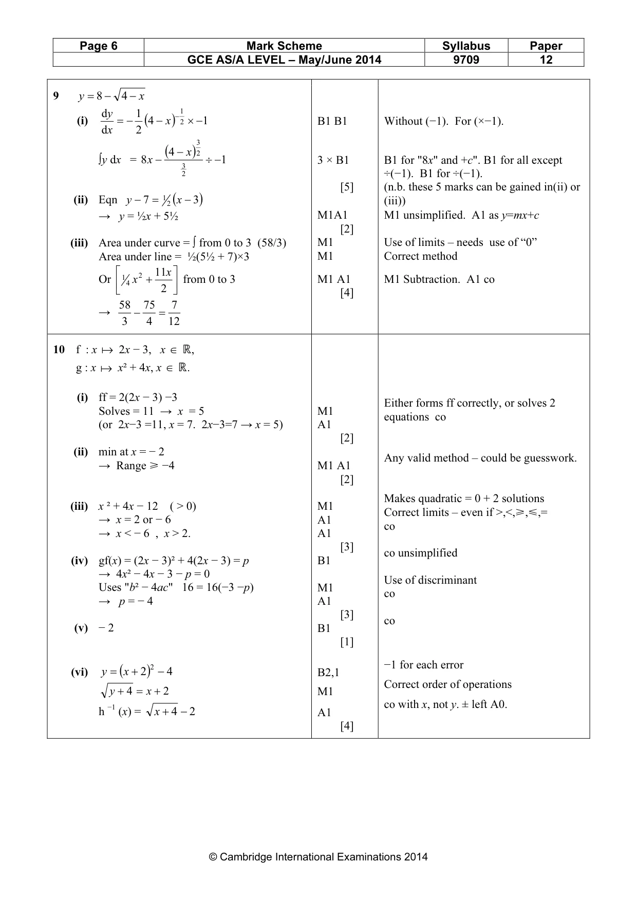 Mark scheme, page 6 of 6