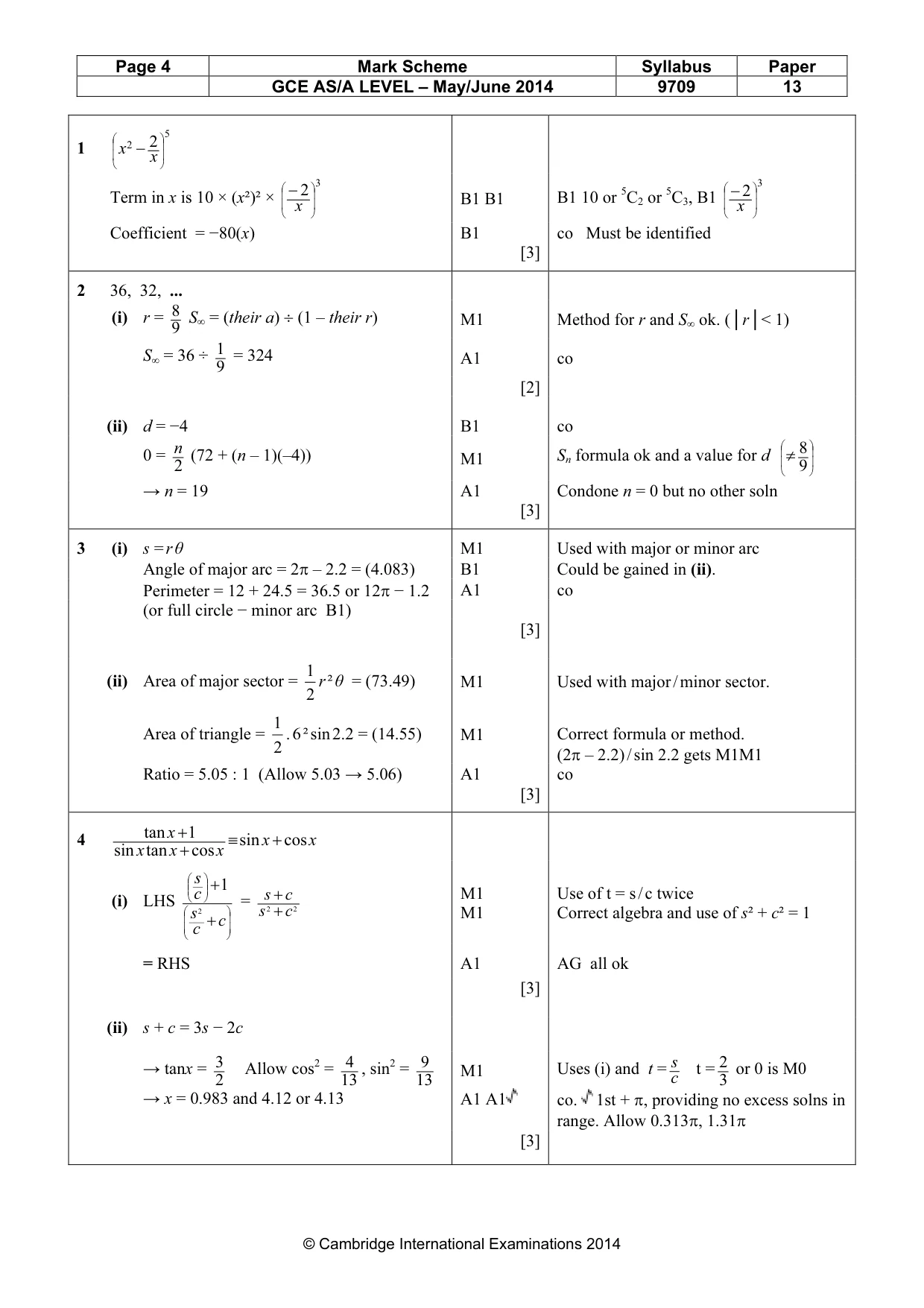 Mark scheme, page 4 of 7