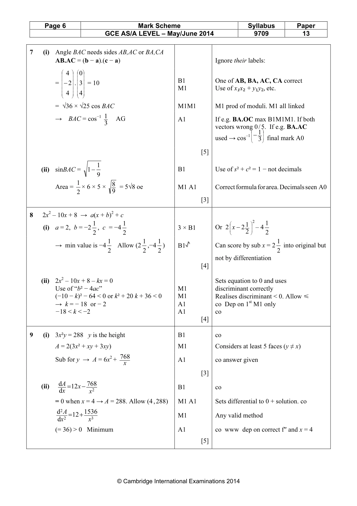 Mark scheme, page 6 of 7