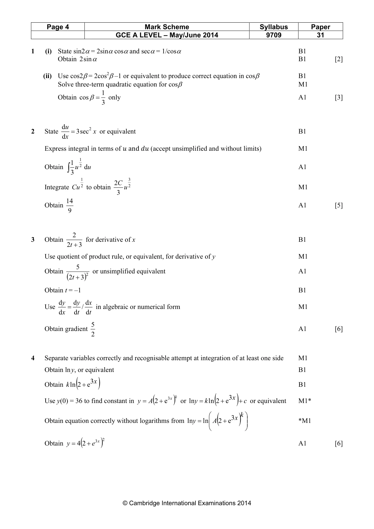 Mark scheme, page 4 of 7