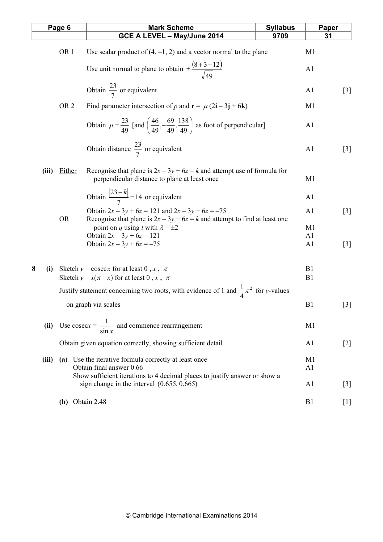 Mark scheme, page 6 of 7