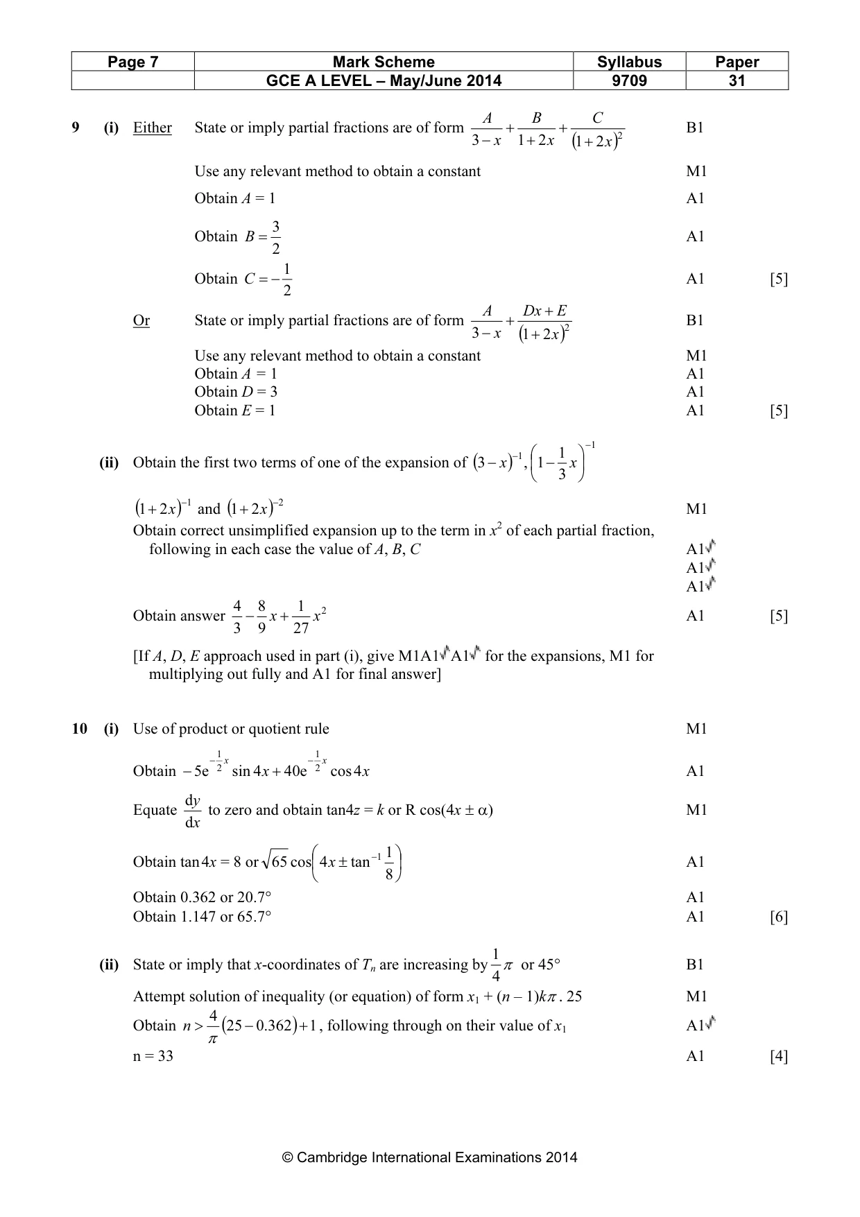 Mark scheme, page 7 of 7