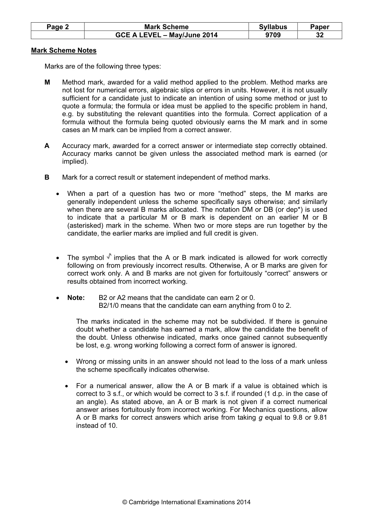 Mark scheme, page 2 of 7