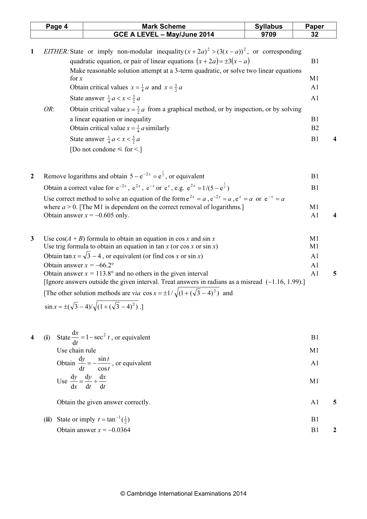 Mark scheme, page 4 of 7