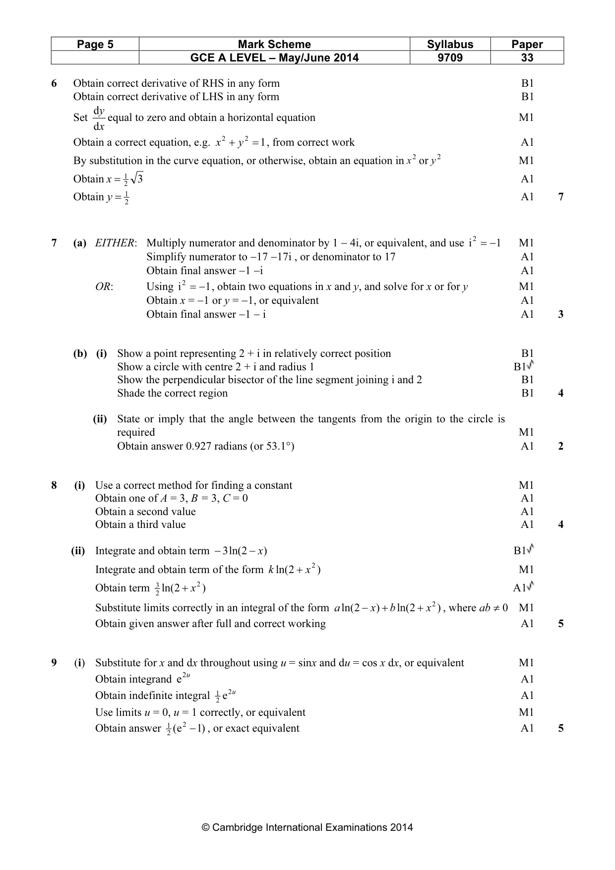 Mark scheme, page 5 of 6