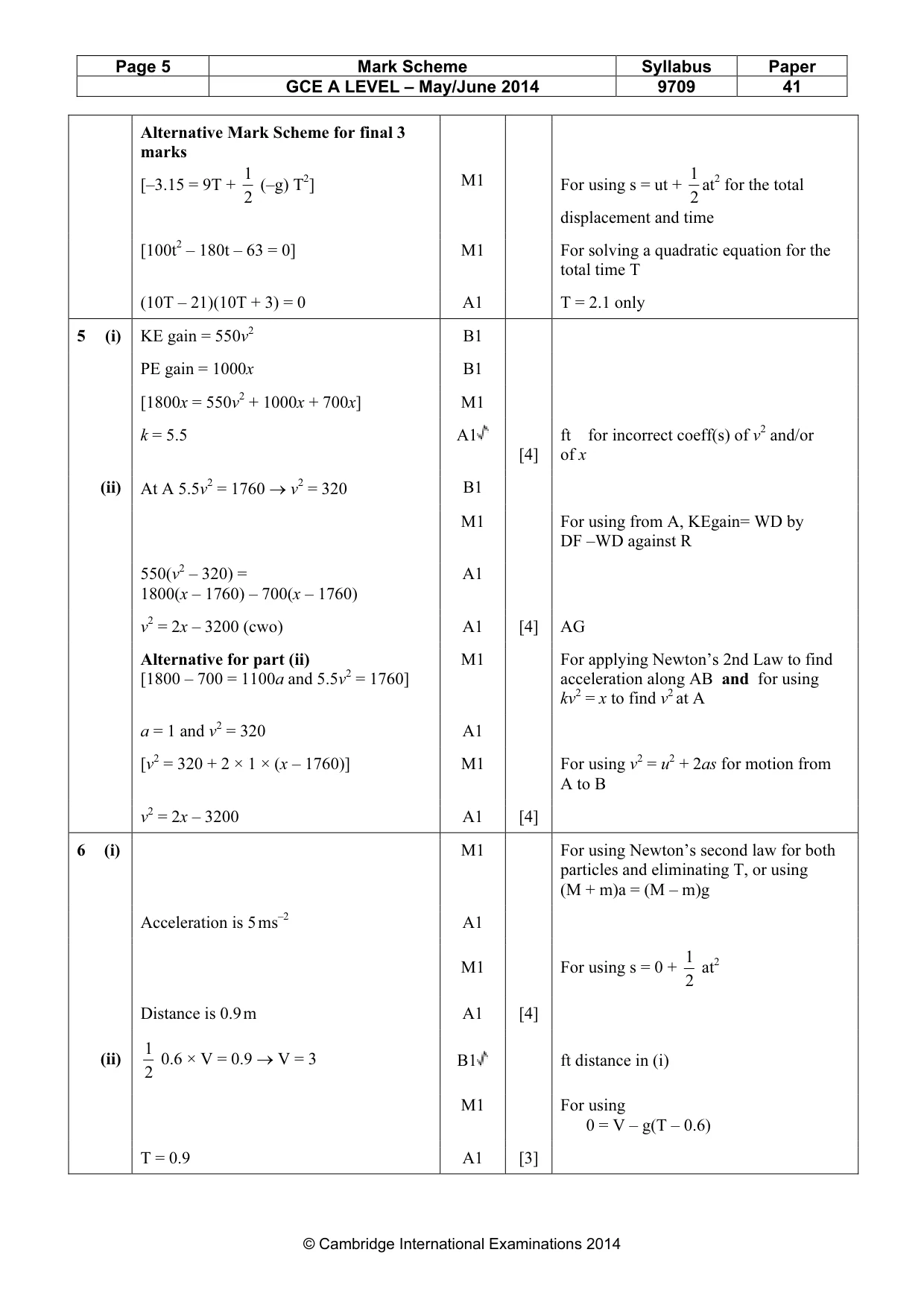 Mark scheme, page 5 of 6