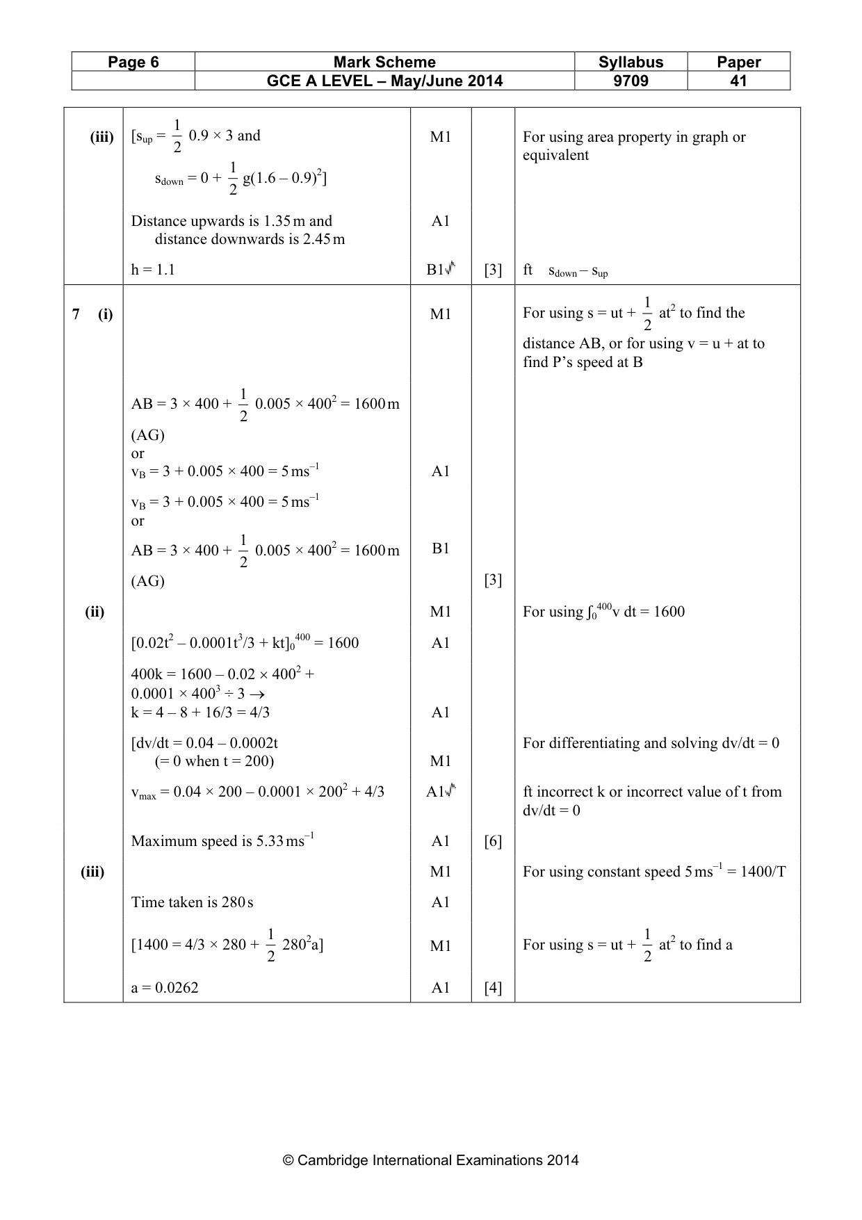 Mark scheme, page 6 of 6