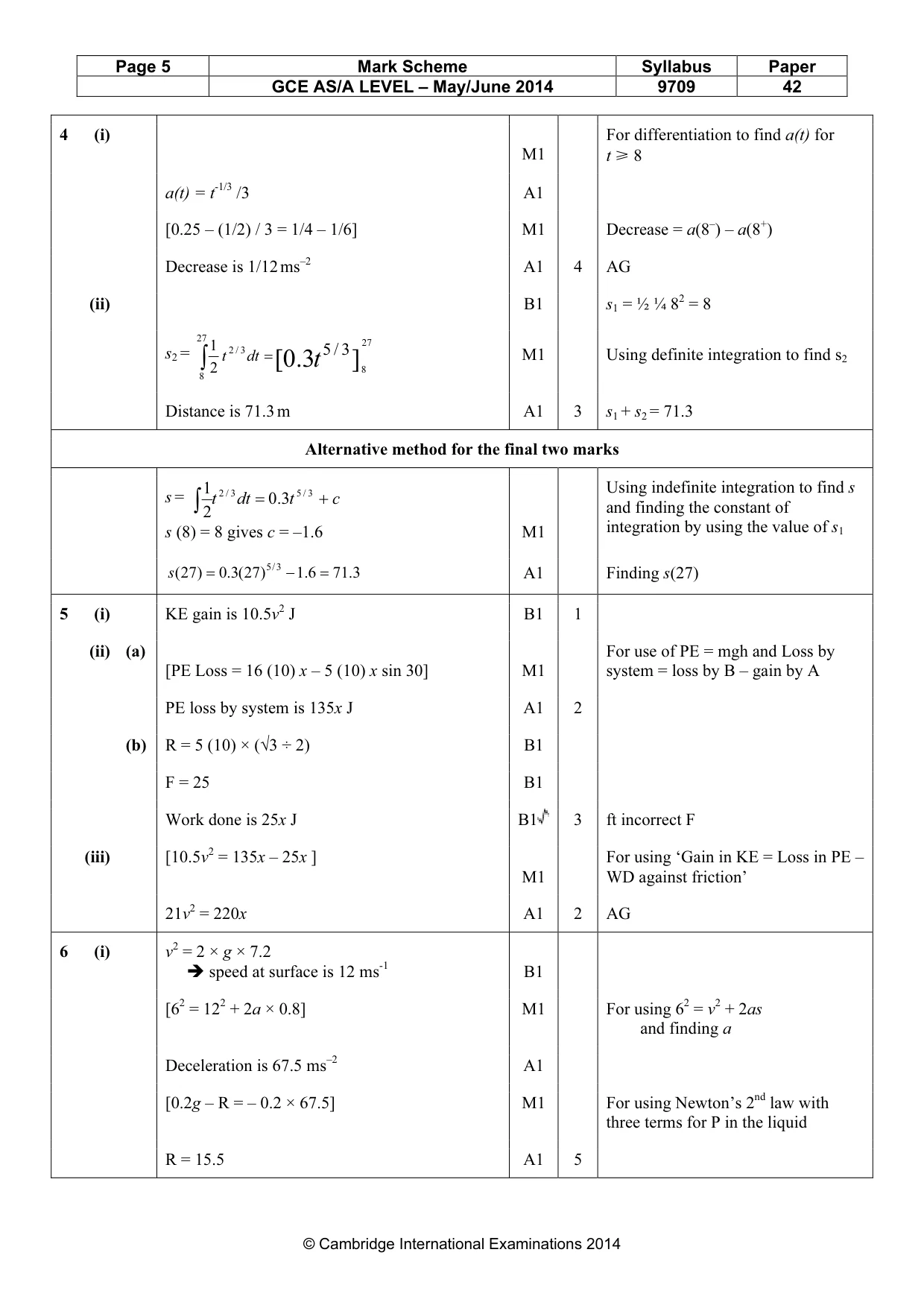Mark scheme, page 5 of 7