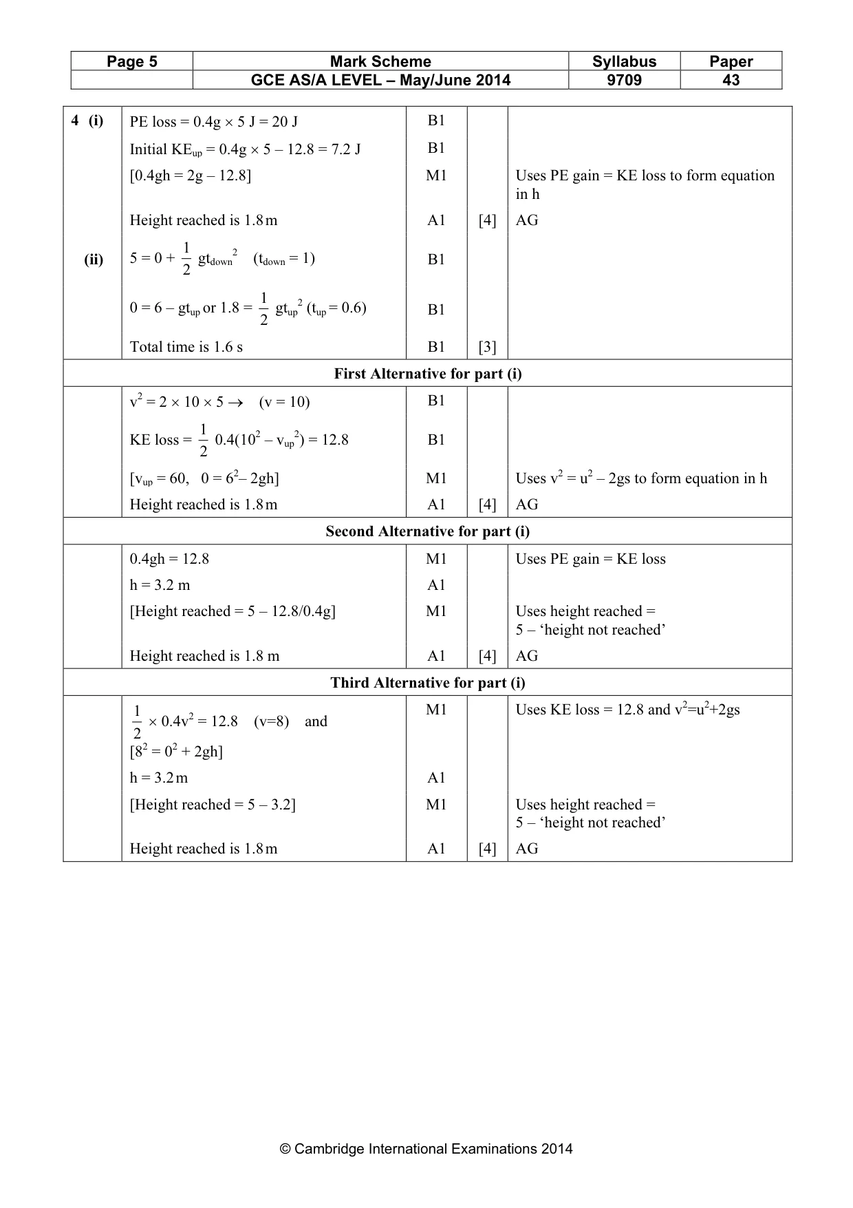 Mark scheme, page 5 of 7