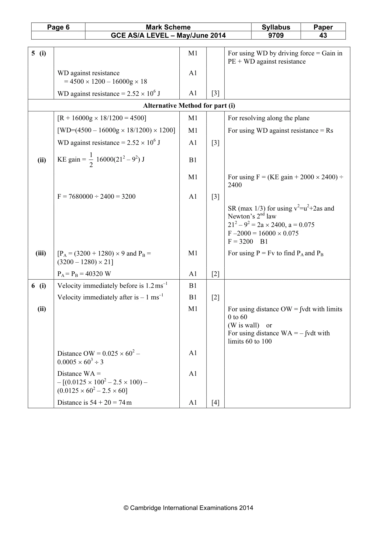 Mark scheme, page 6 of 7
