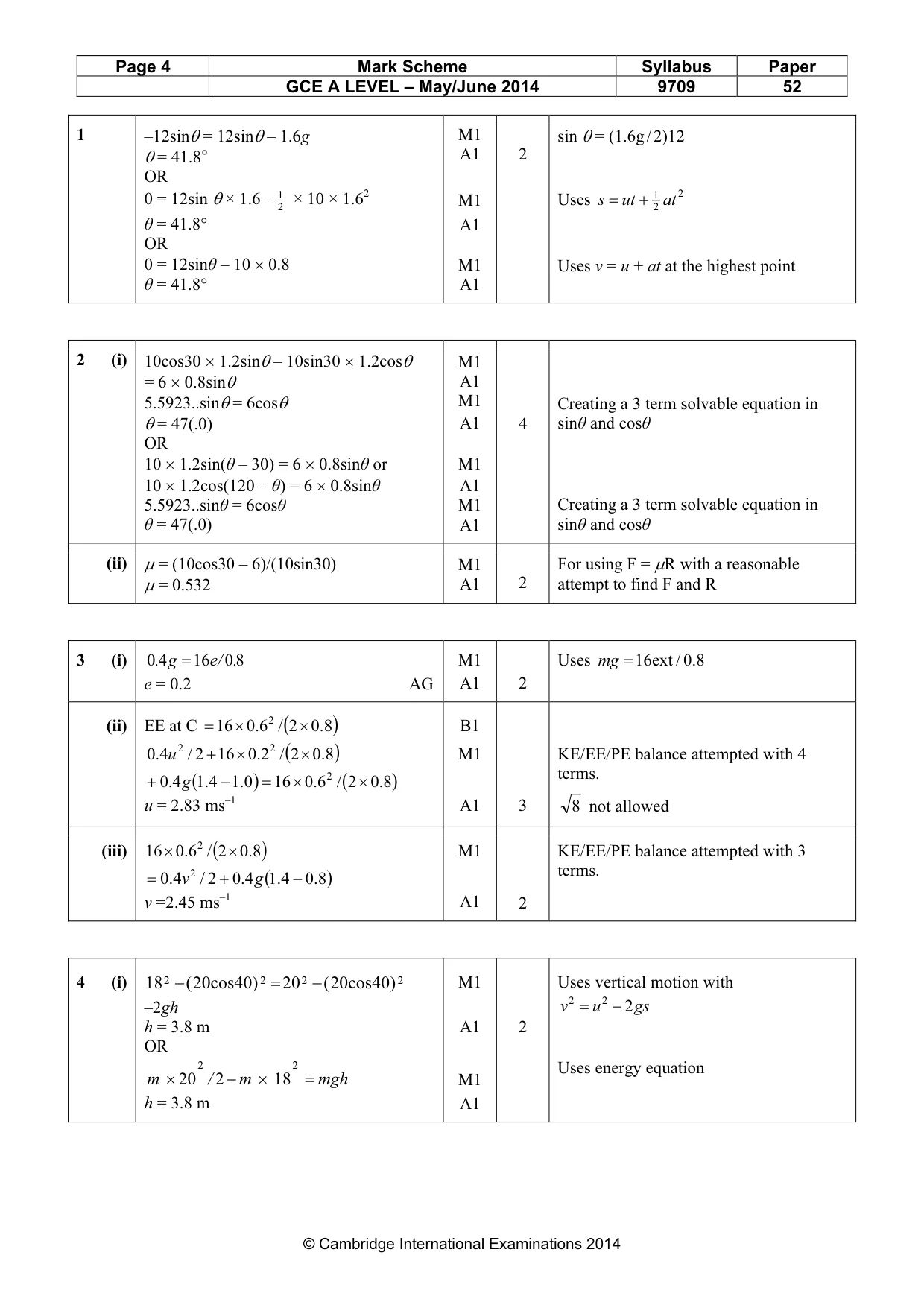 Mark scheme, page 4 of 6