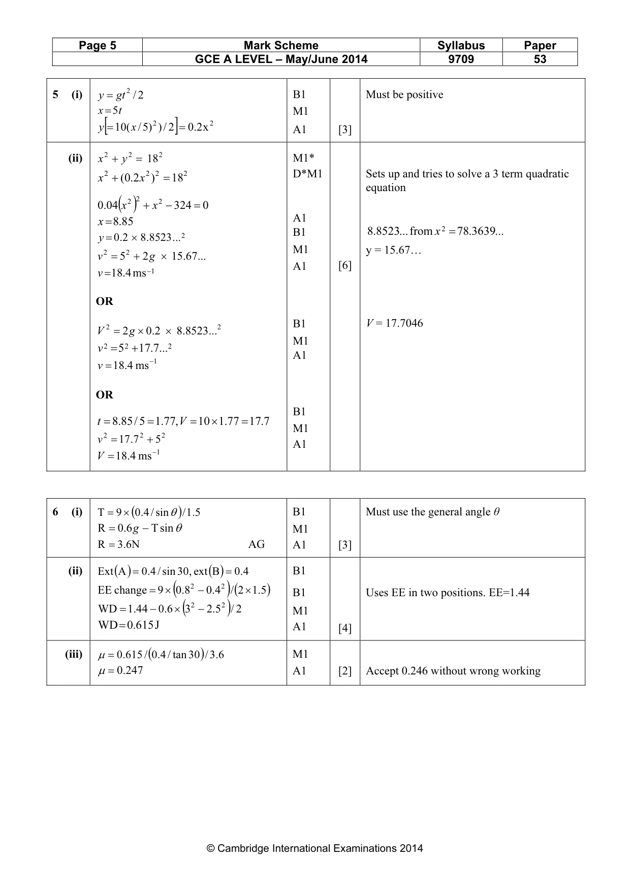 Mark scheme, page 5 of 6