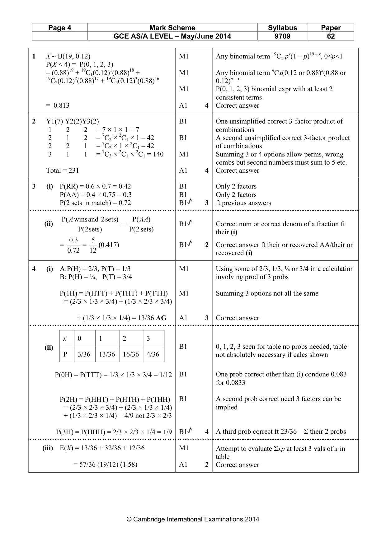 Mark scheme, page 4 of 6