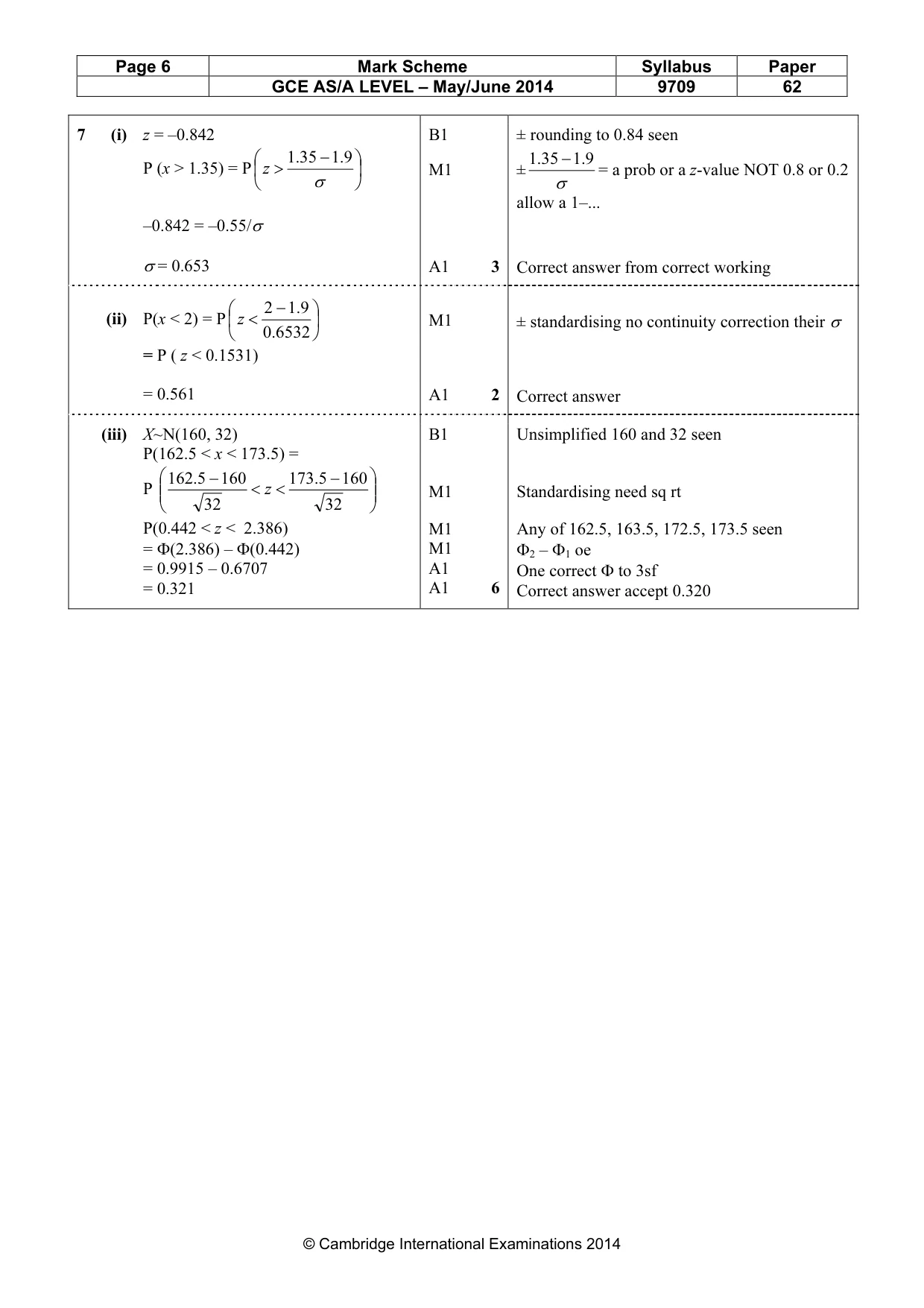 Mark scheme, page 6 of 6