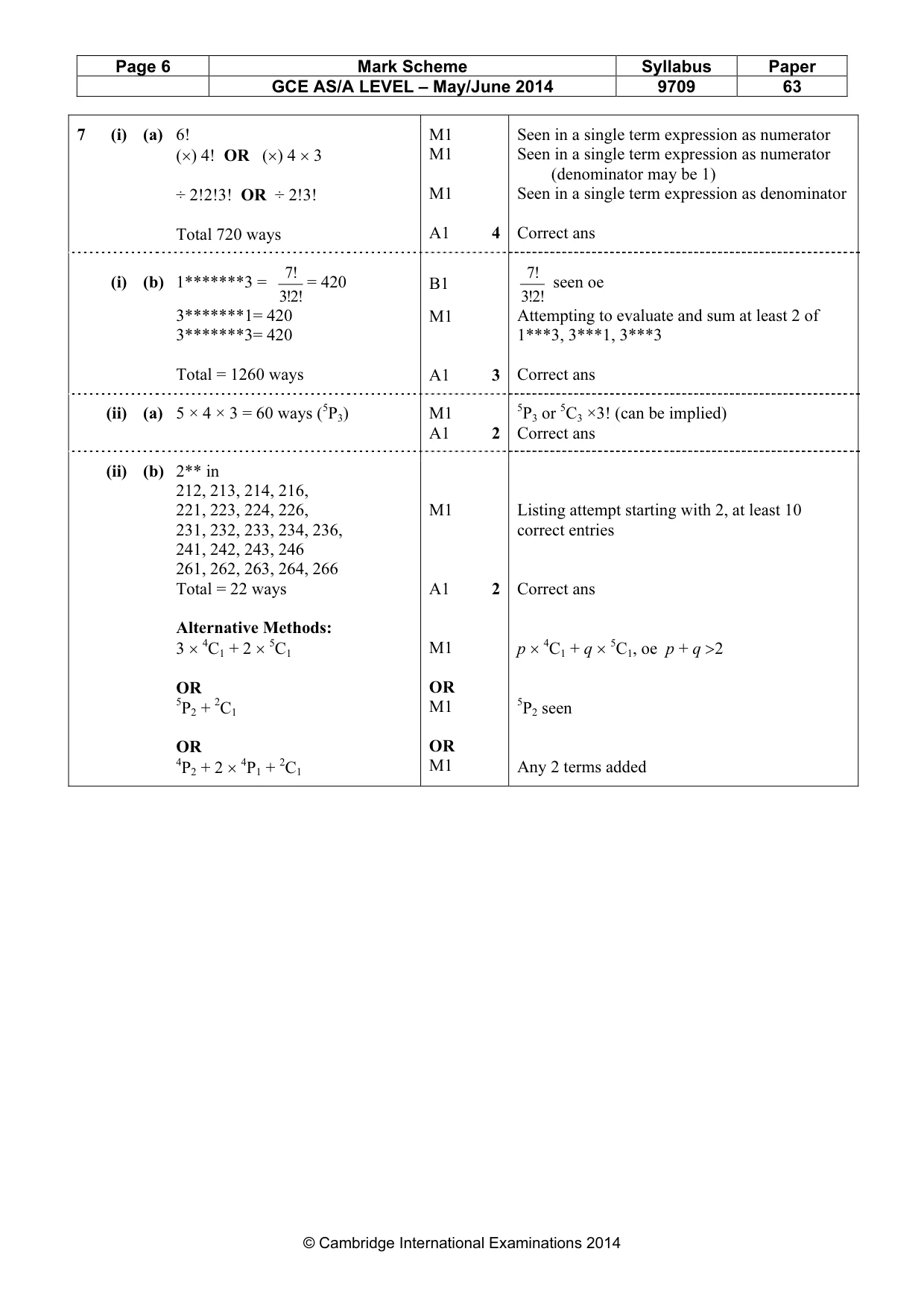 Mark scheme, page 6 of 6