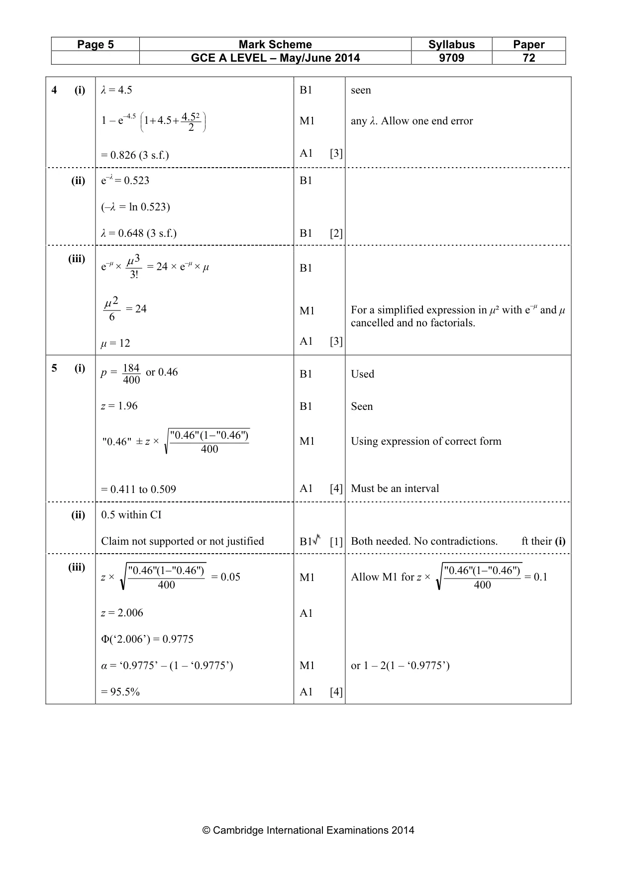 Mark scheme, page 5 of 7