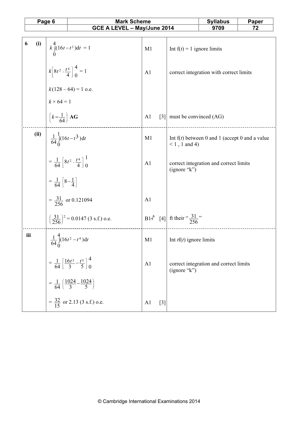 Mark scheme, page 6 of 7