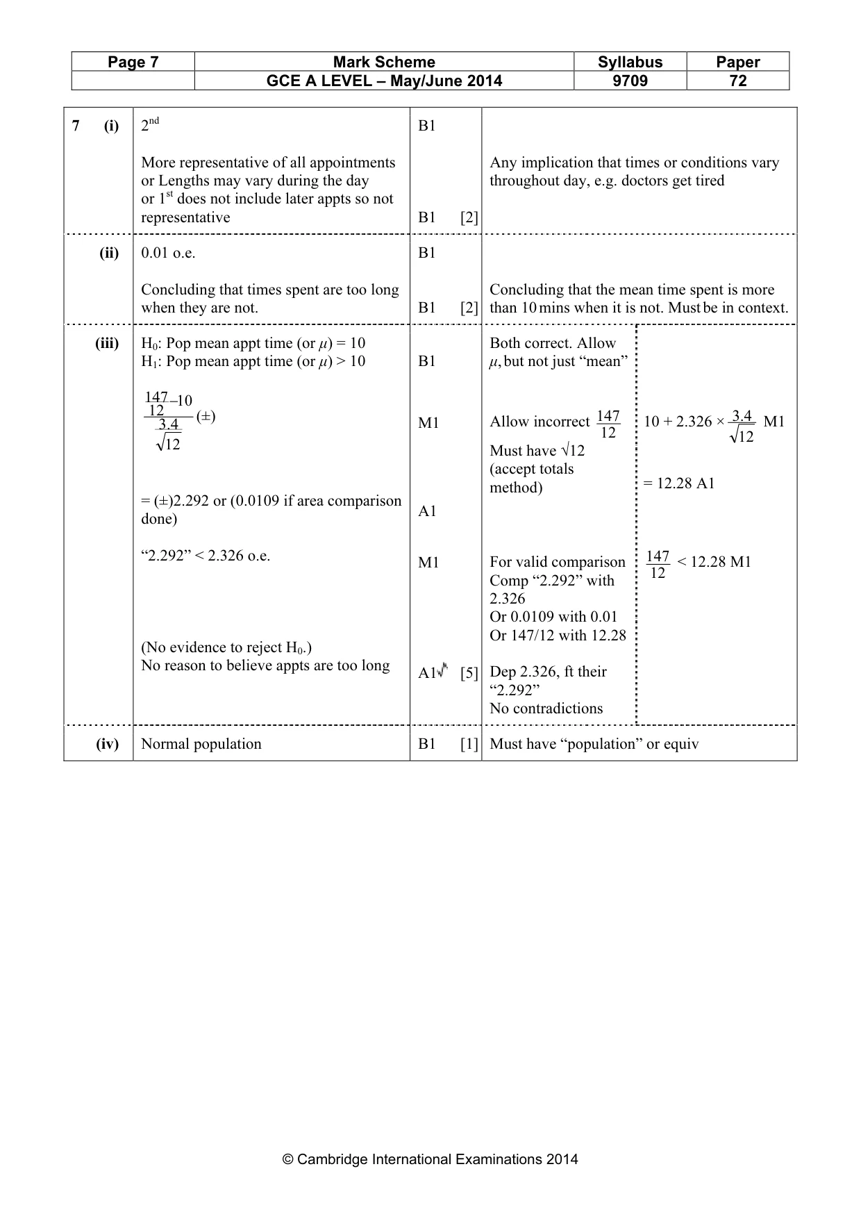 Mark scheme, page 7 of 7