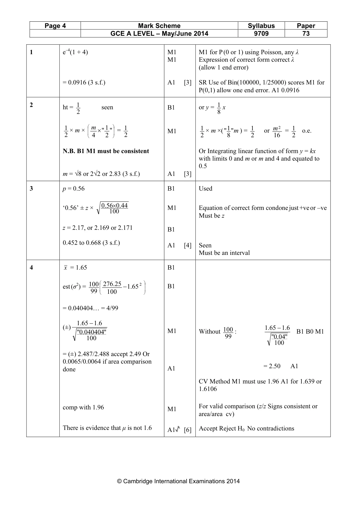 Mark scheme, page 4 of 6