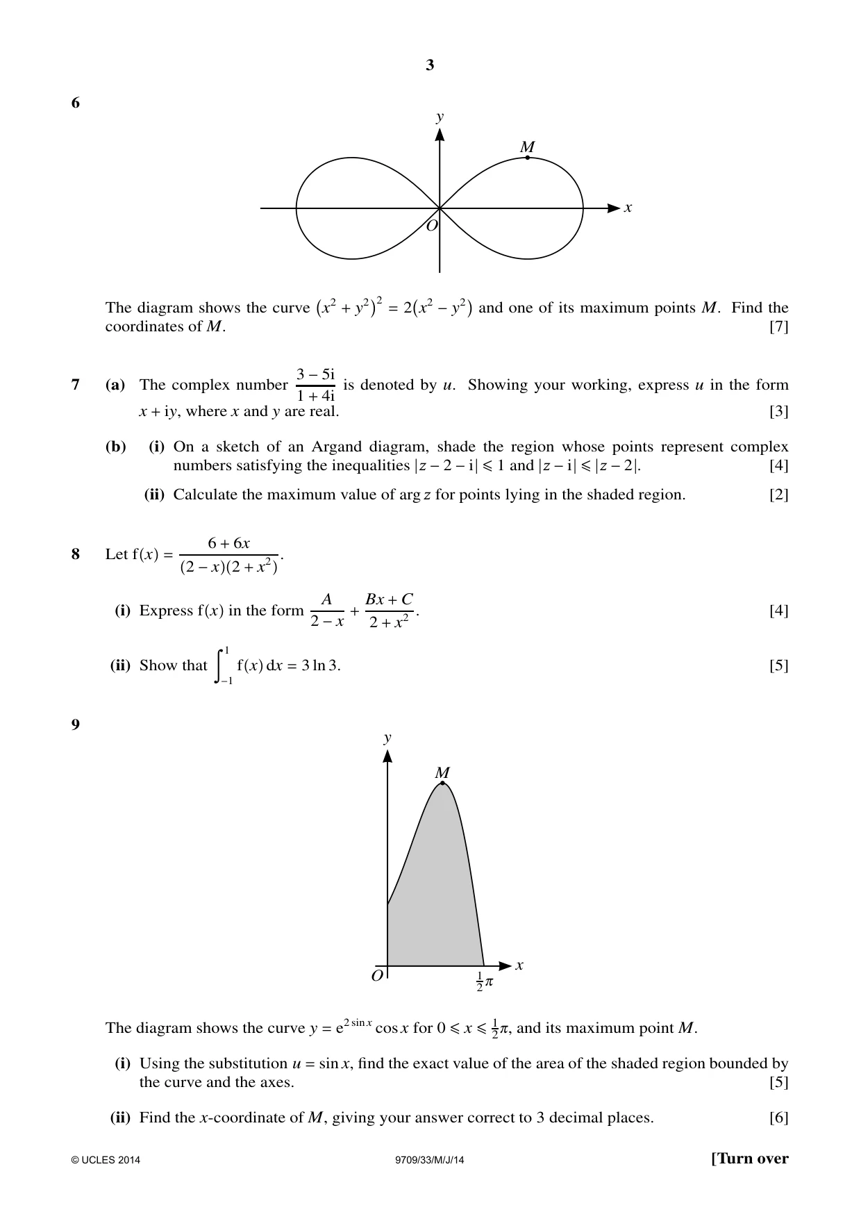 Cambridge A Level Mathematics 9709 2014 May/June Paper 3 · Variant 3 question paper, page 3 of 4