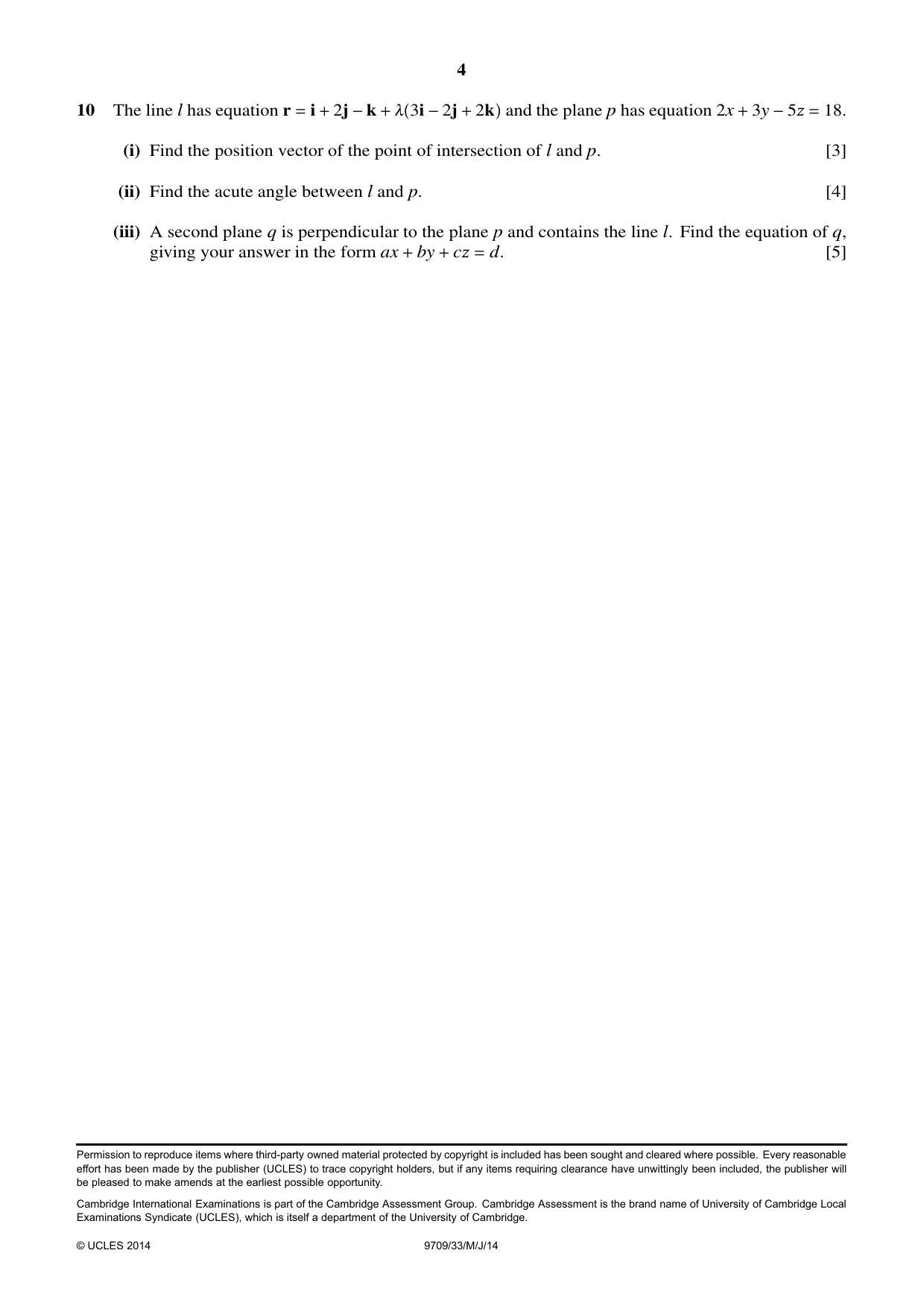 Cambridge A Level Mathematics 9709 2014 May/June Paper 3 · Variant 3 question paper, page 4 of 4