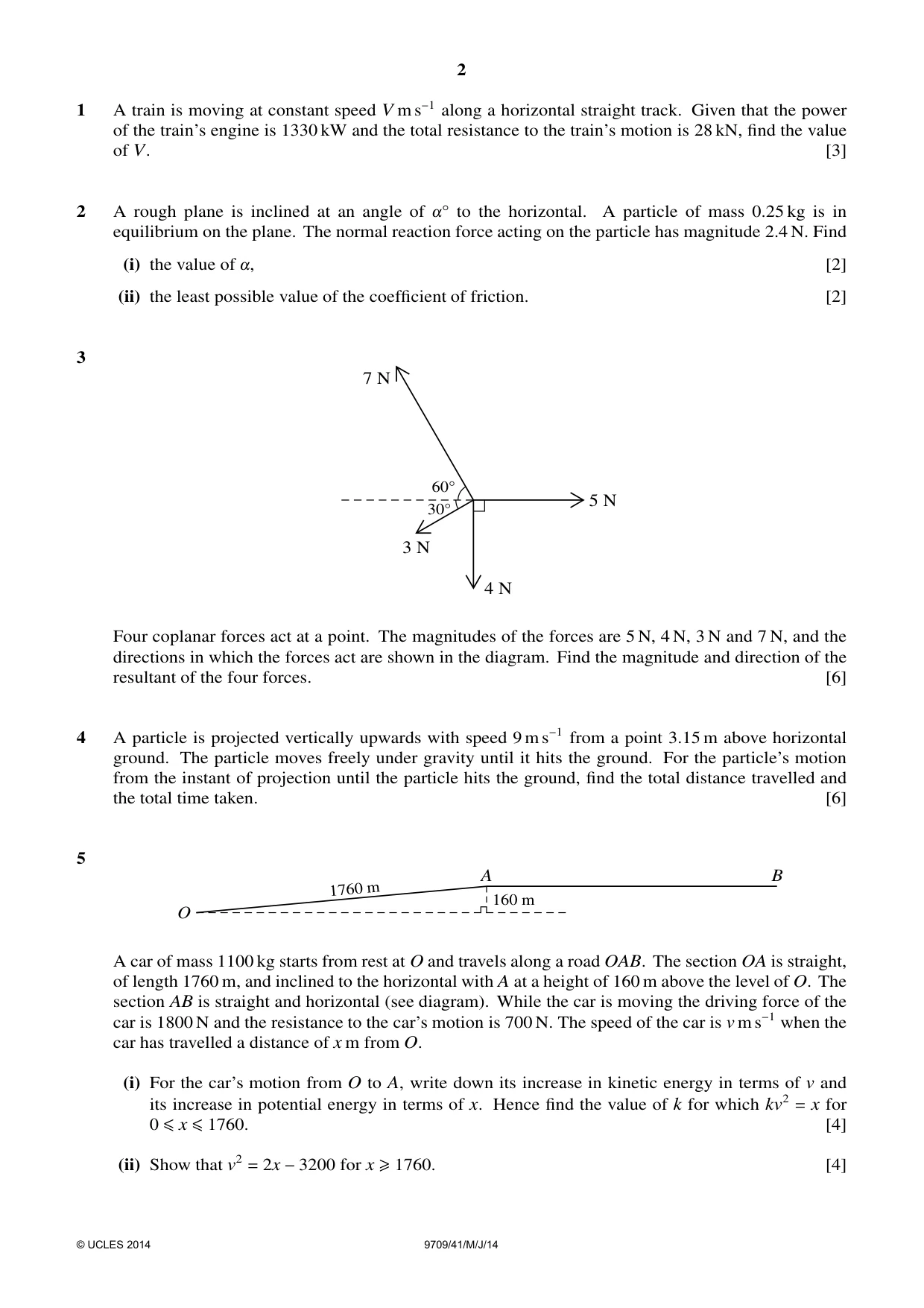 Cambridge A Level Mathematics 9709 2014 May/June Paper 4 · Variant 1 question paper, page 2 of 4