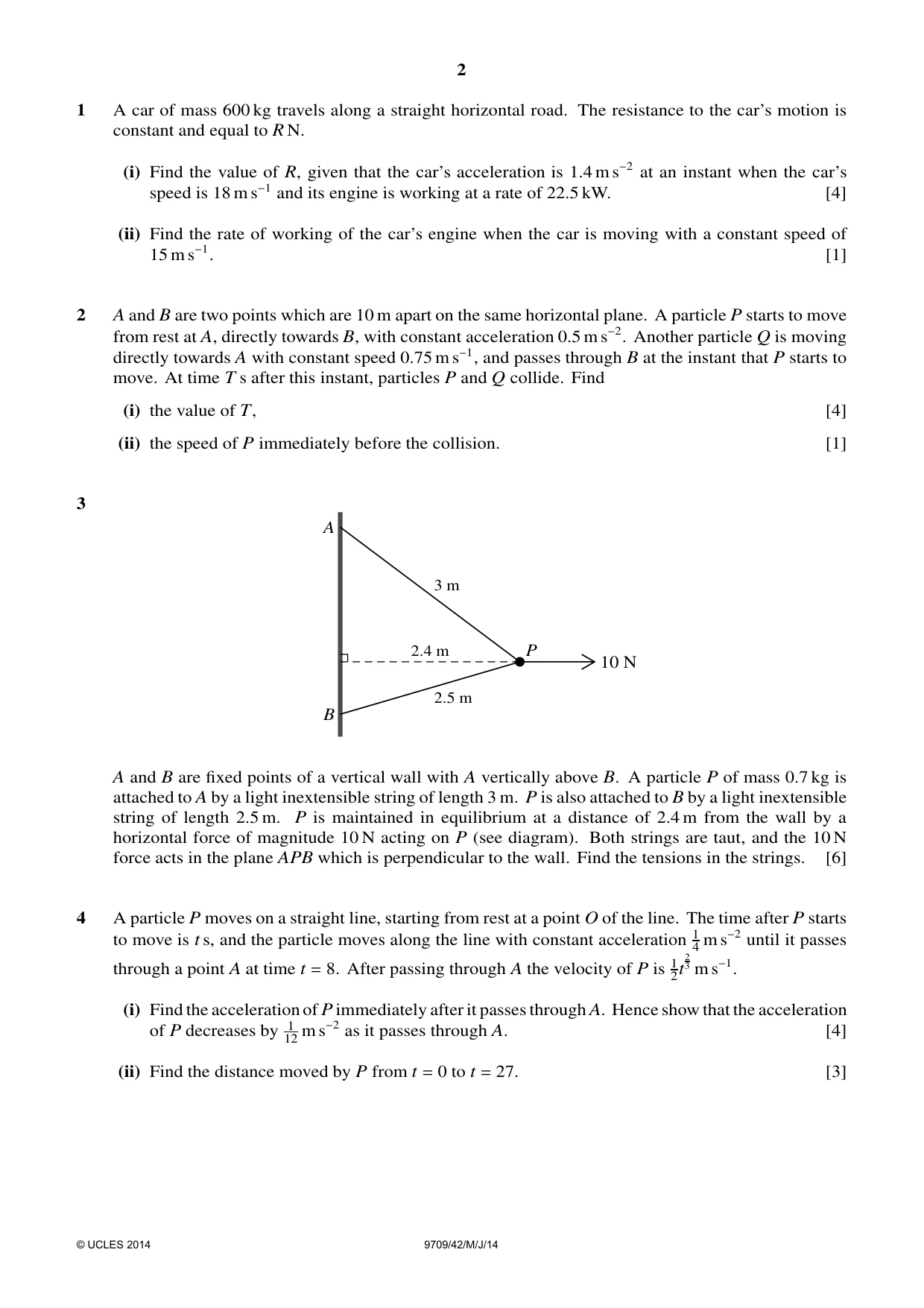 Cambridge A Level Mathematics 9709 2014 May/June Paper 4 · Variant 2 question paper, page 2 of 4
