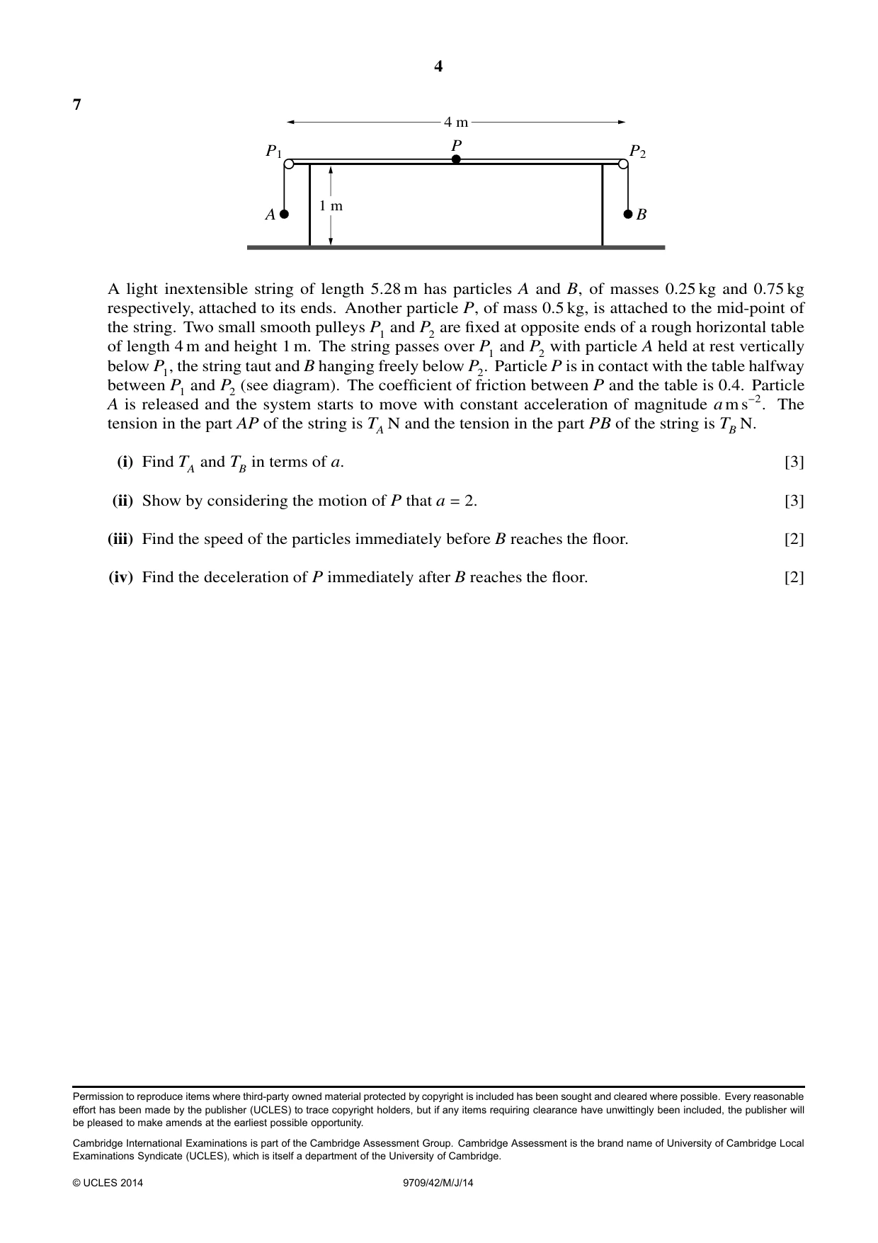Cambridge A Level Mathematics 9709 2014 May/June Paper 4 · Variant 2 question paper, page 4 of 4