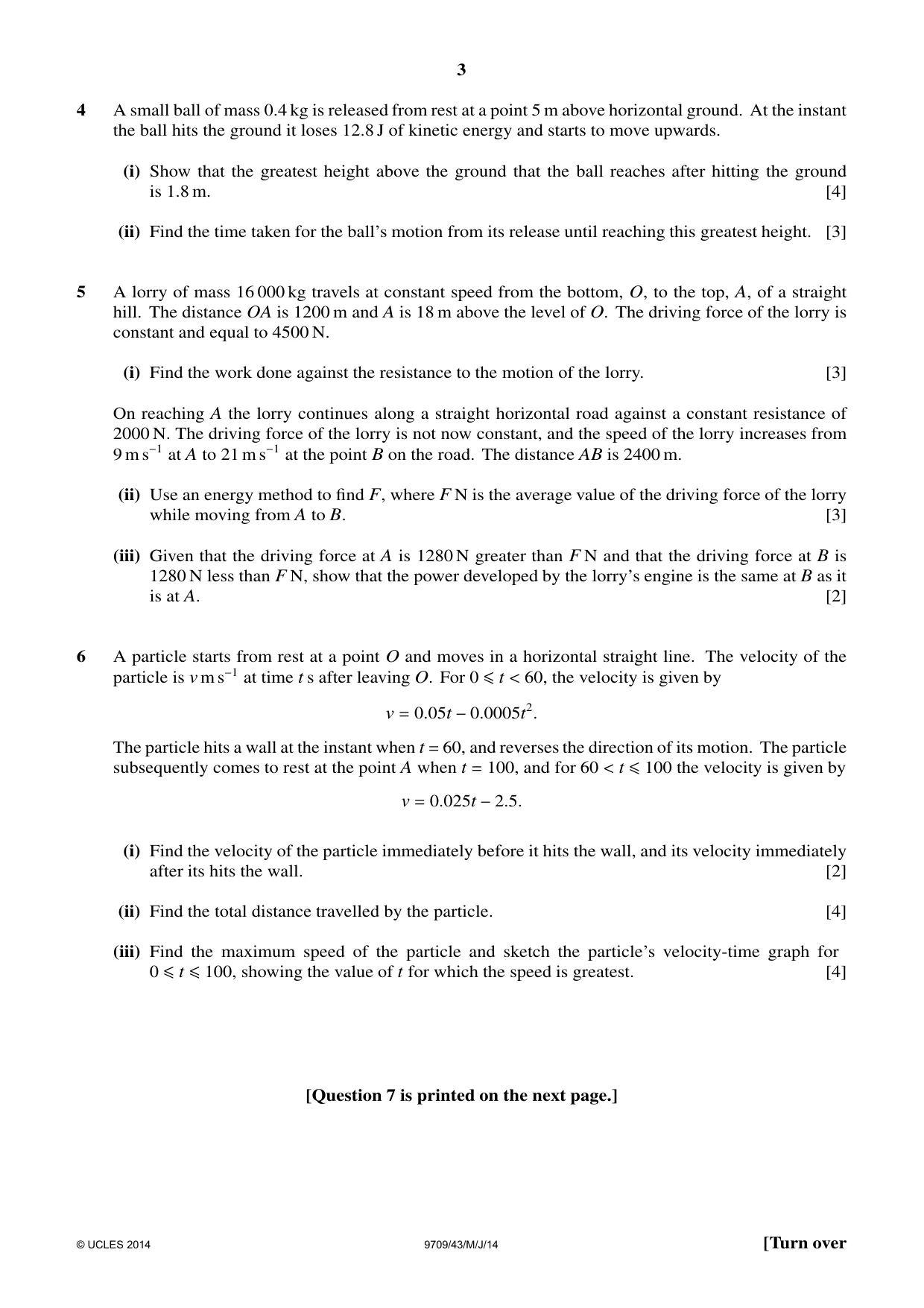 Cambridge A Level Mathematics 9709 2014 May/June Paper 4 · Variant 3 question paper, page 3 of 4