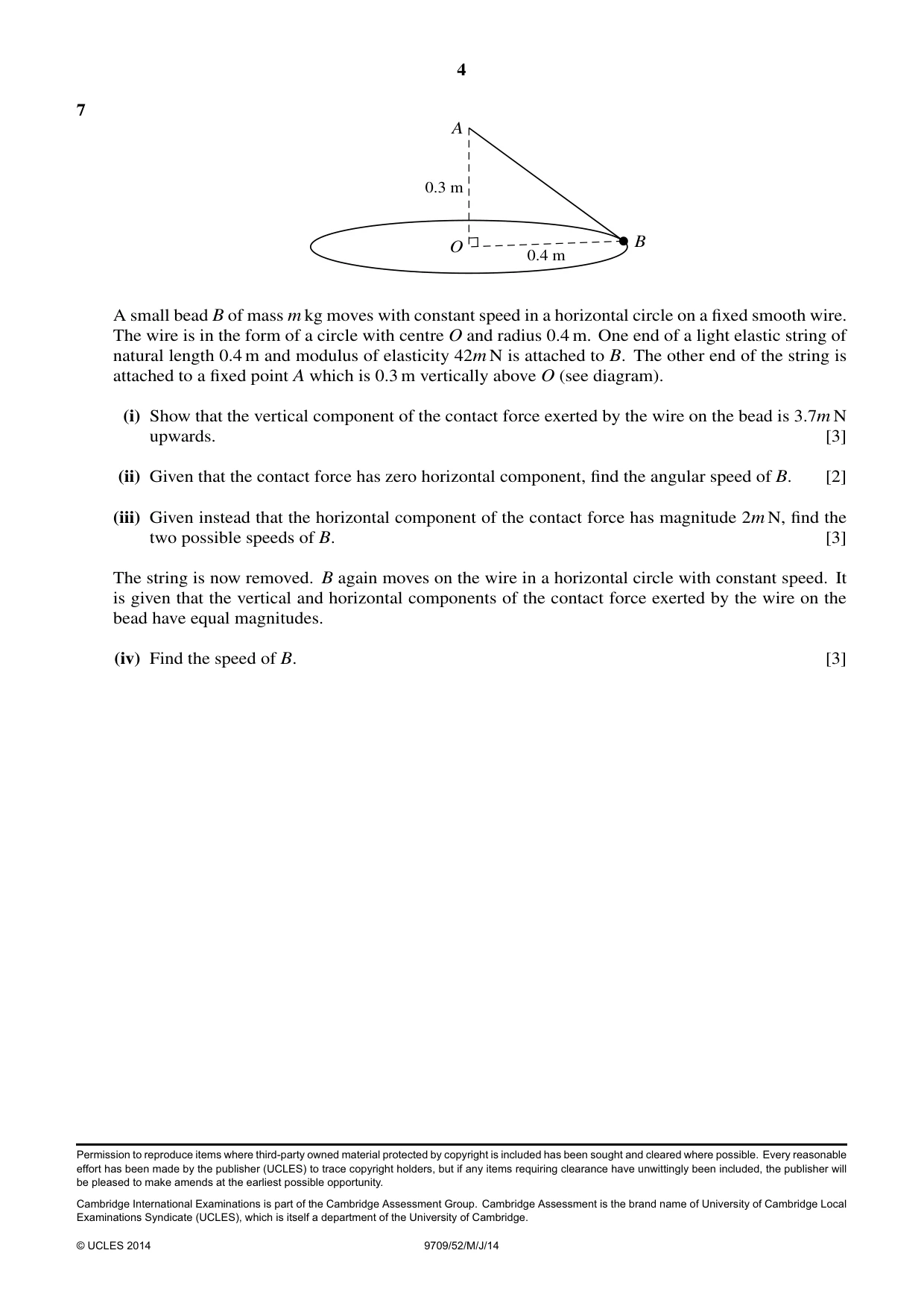 Cambridge A Level Mathematics 9709 2014 May/June Paper 5 · Variant 2 question paper, page 4 of 4